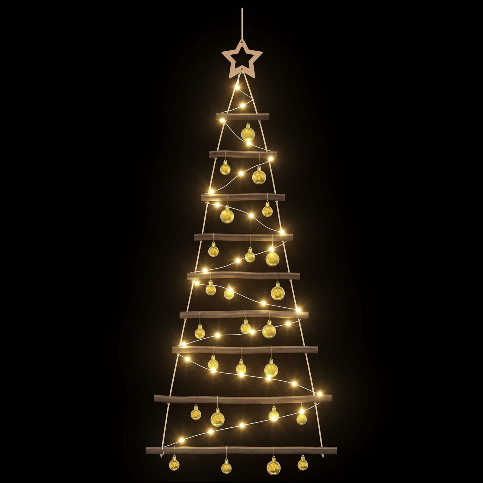 Hanging Christmas tree with baubles 120 cm 50 LEDs Warm White