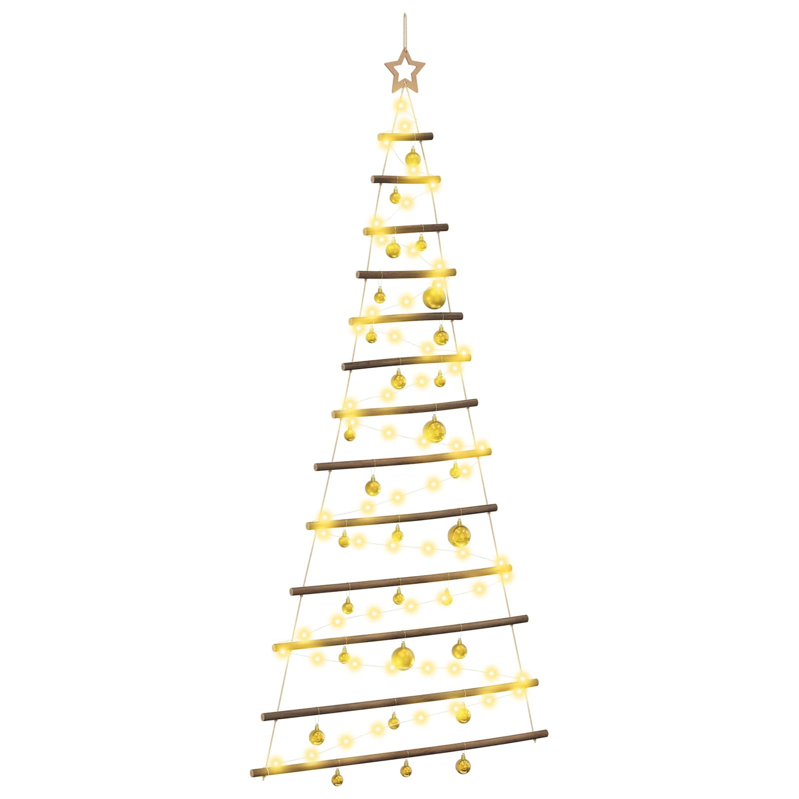 Hanging Christmas tree with baubles 180 cm 100 LEDs Warm White