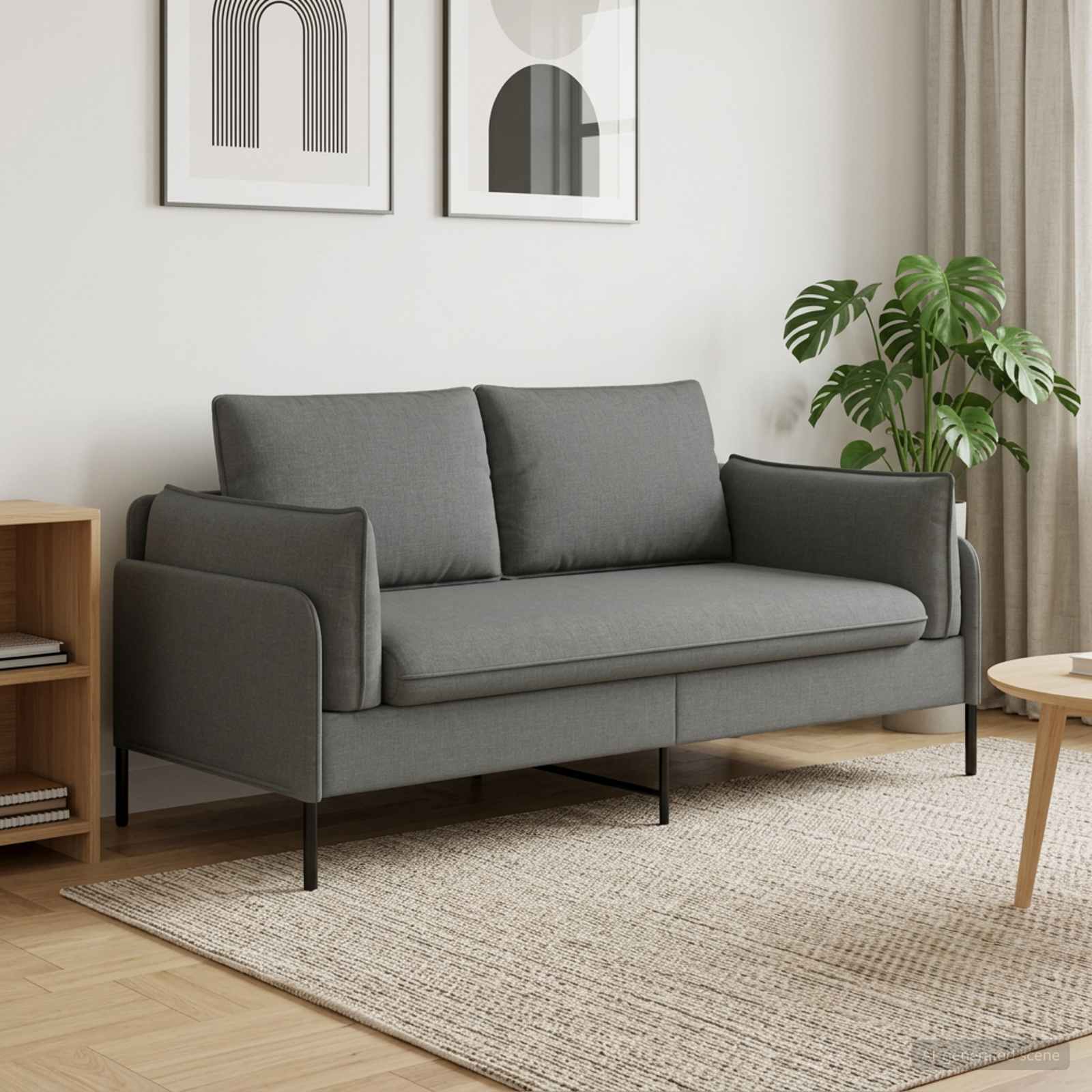 2-Seater Sofa Dark Grey 188 x 81 x 89 cm Fabric
