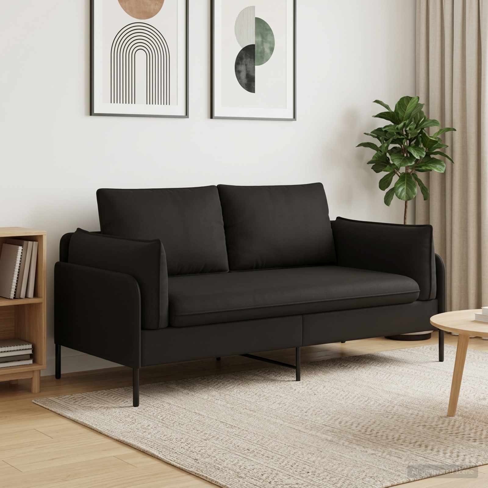 2-Seater Sofa 2-Seater Black 188 x 81 x 89 cm Velvet