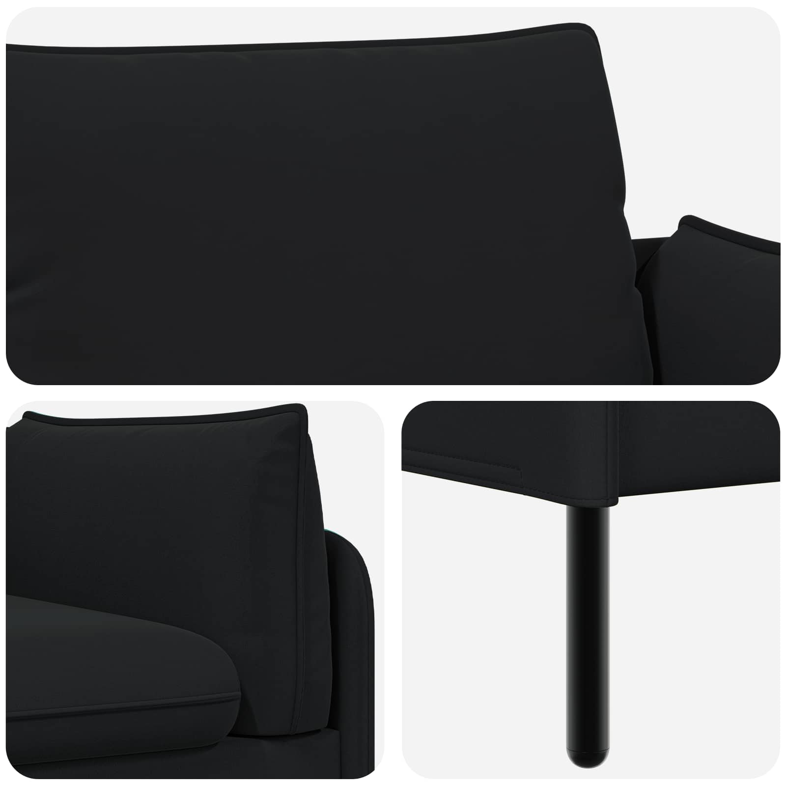 3-Seater Sofa Black 222 x 81 x 89 cm Velvet