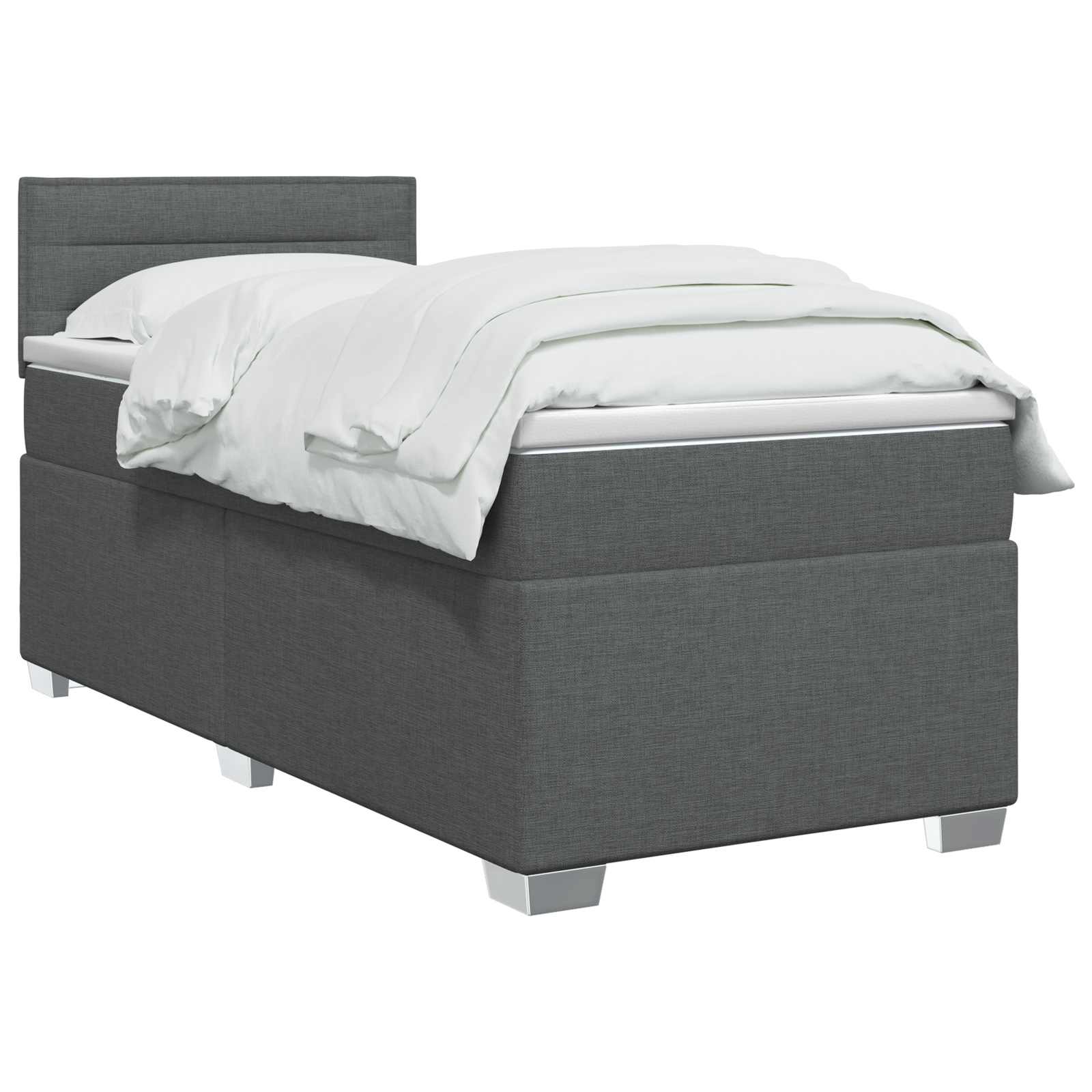 Box Spring Bed with Mattress Dark Grey 107 x 203 cm Fabric
