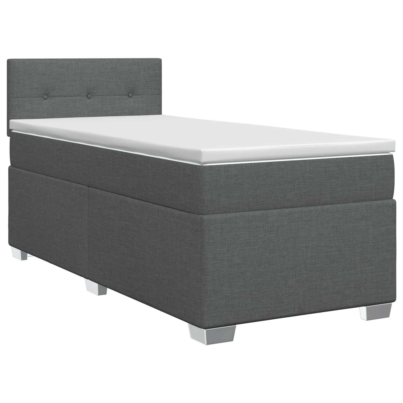Box Spring Bed with Mattress Dark Grey 107 x 203 cm Fabric