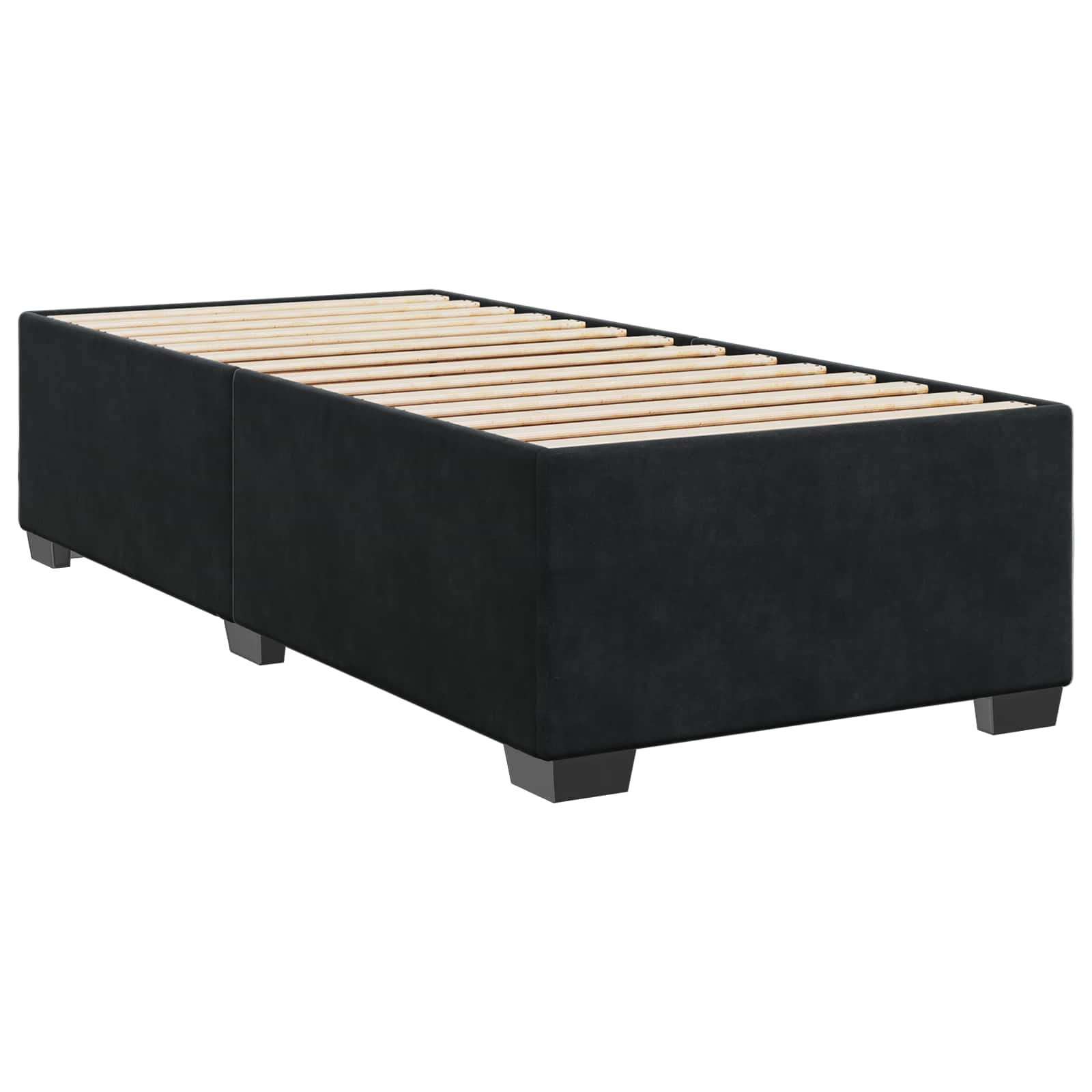 Box Spring Bed with Mattress Black 107 x 203 cm Velvet
