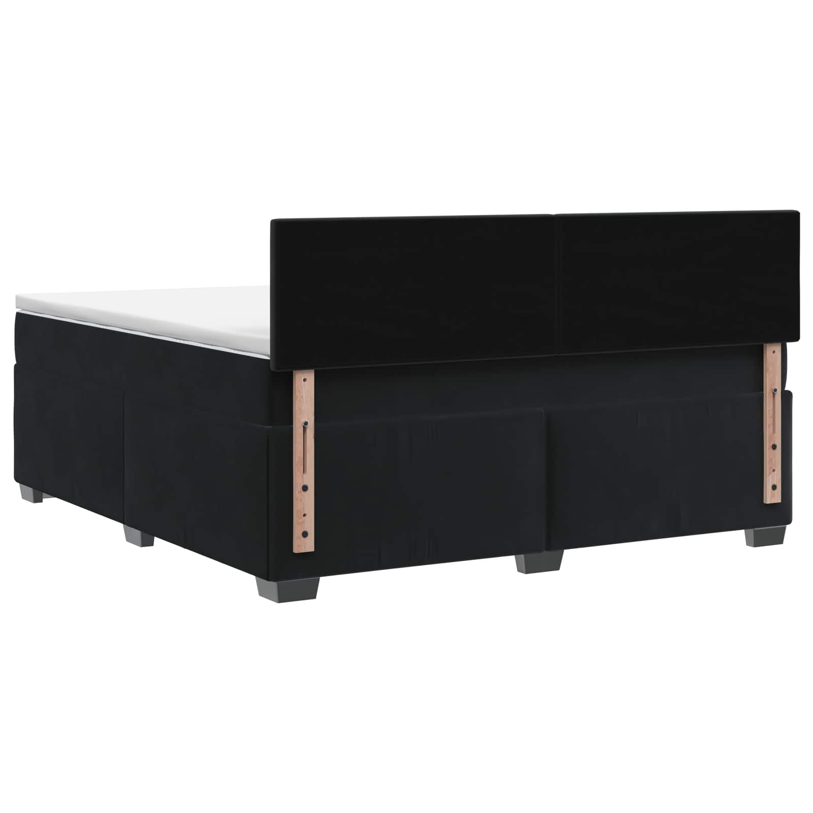 Box Spring Bed with Mattress Black 153 x 203 cm Velvet