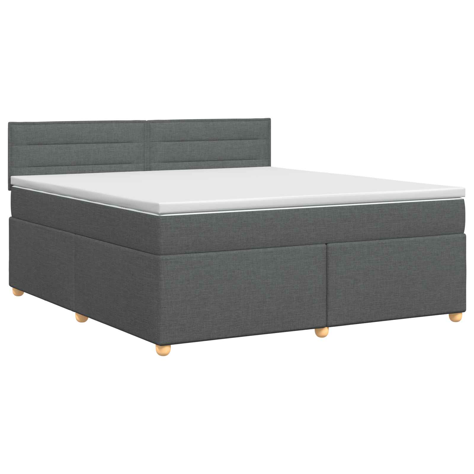Box Spring Bed with Mattress Dark Grey 137 x 190 cm Fabric