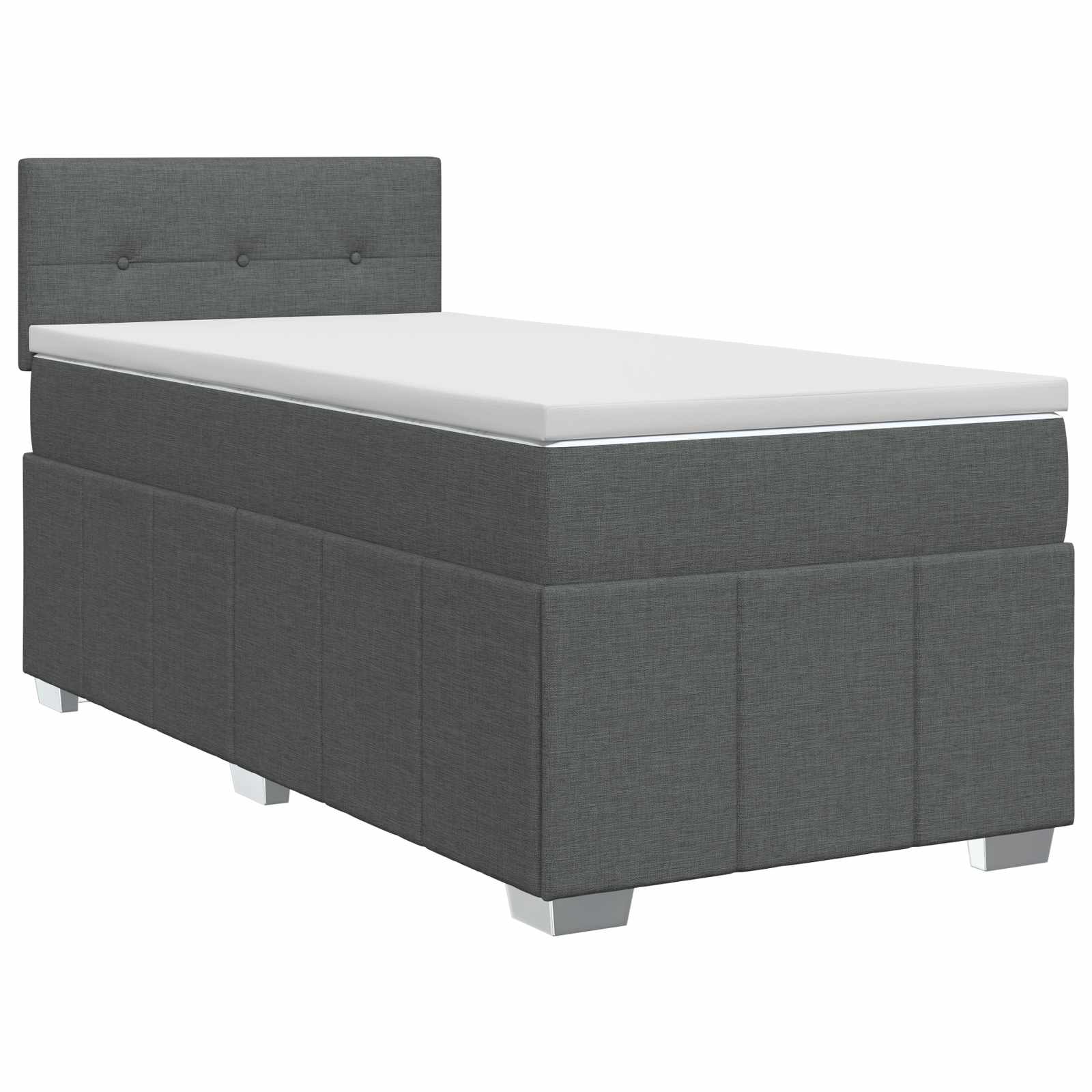 Box Spring Bed with Mattress Dark Grey 107 x 203 cm Fabric
