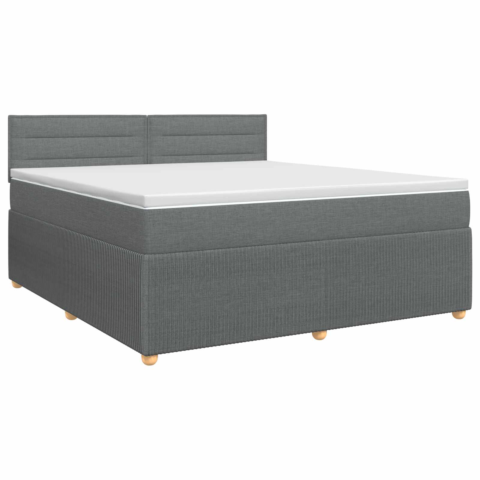 Box Spring Bed with Mattress Dark Grey 153 x 203 cm Fabric