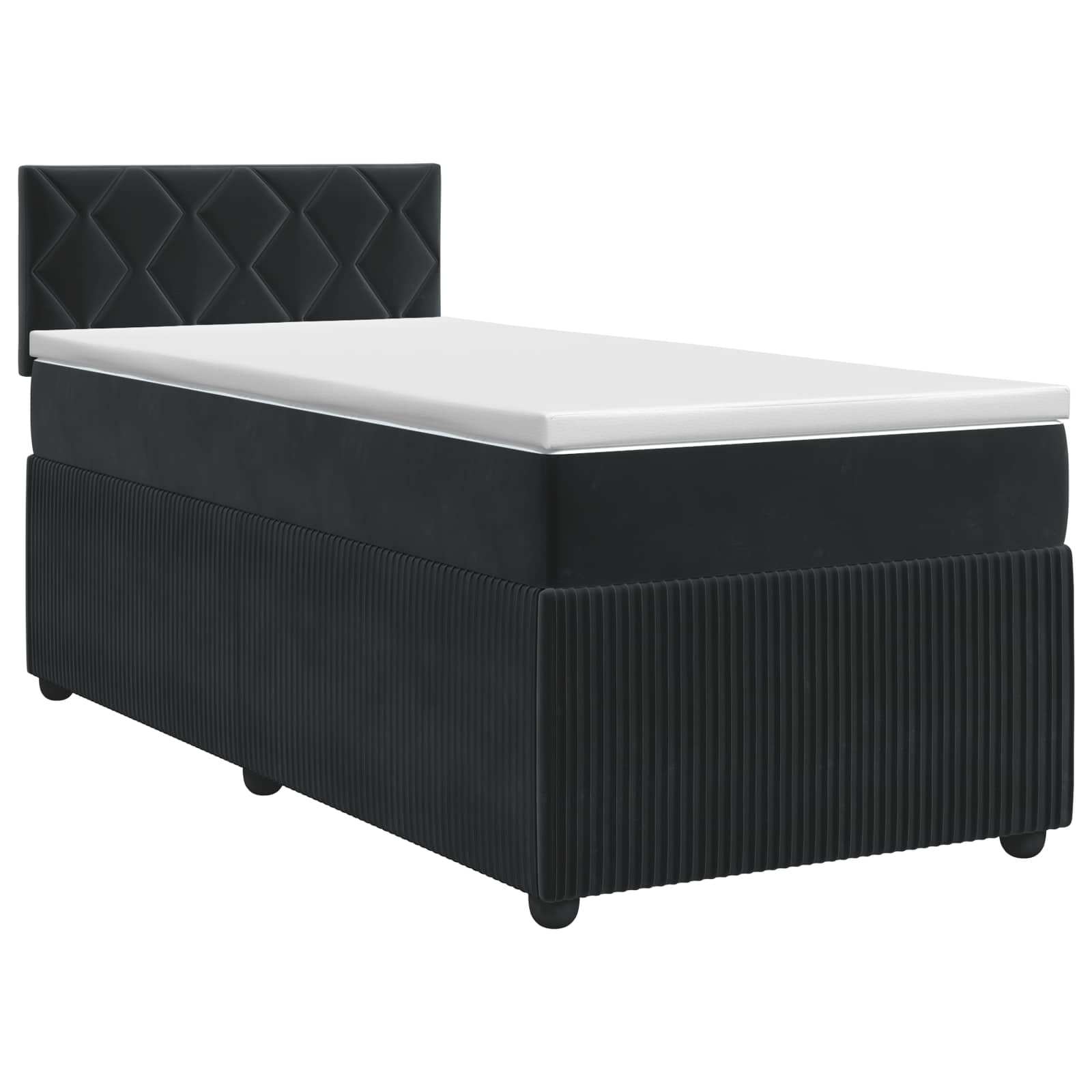 Box Spring Bed with Mattress Black 107 x 203 cm Velvet