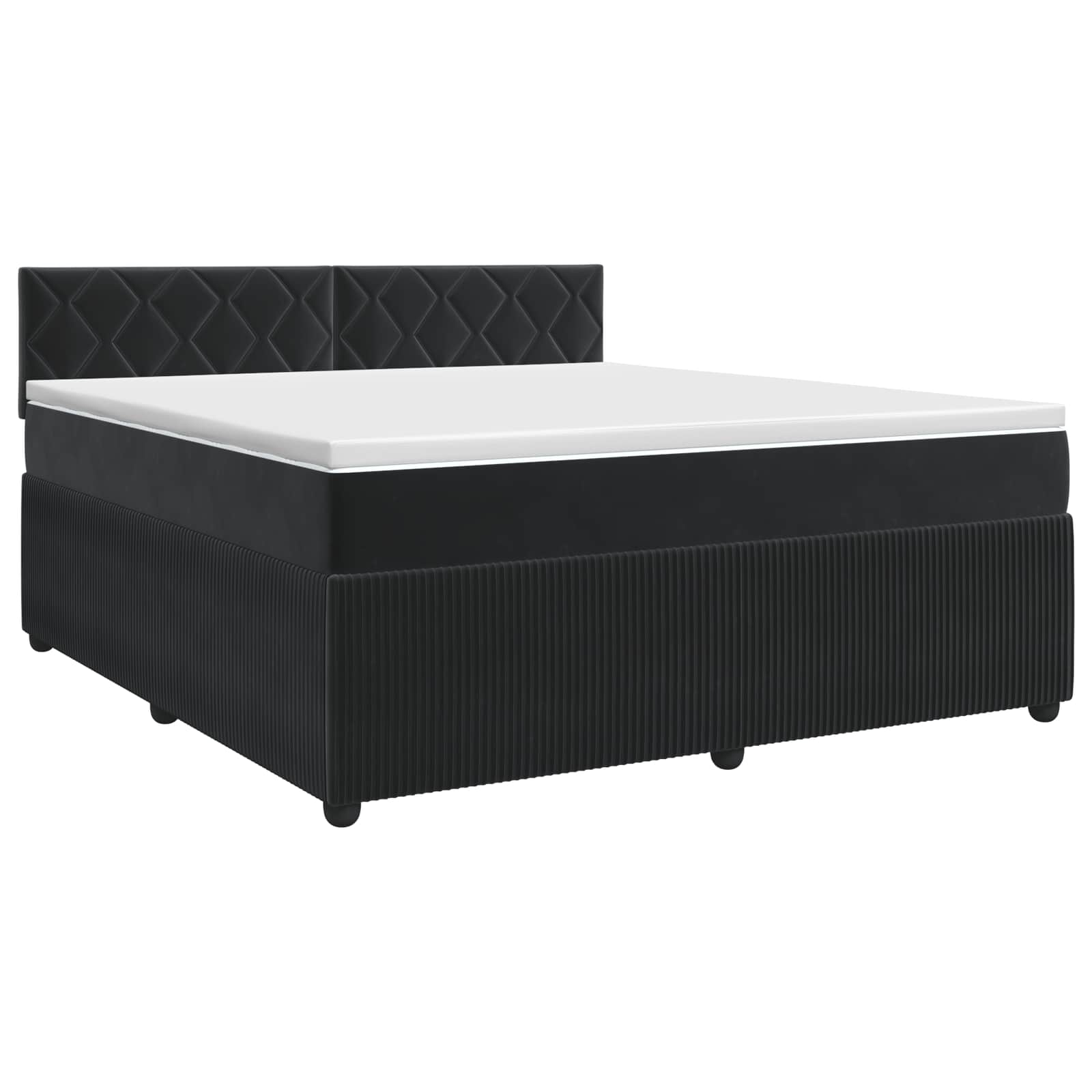 Box Spring Bed with Mattress Black 137 x 190 cm Velvet