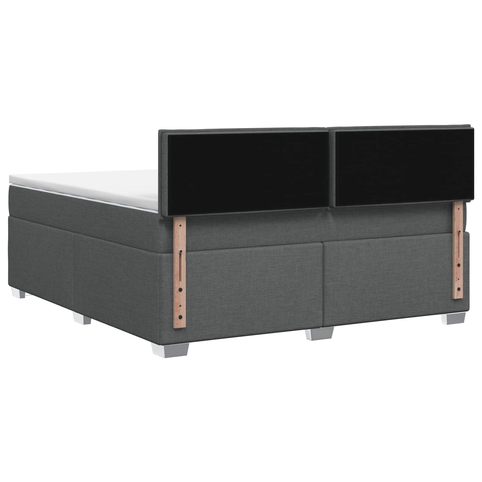 Box Spring Bed with Mattress and LED Dark Grey Queen Size AU