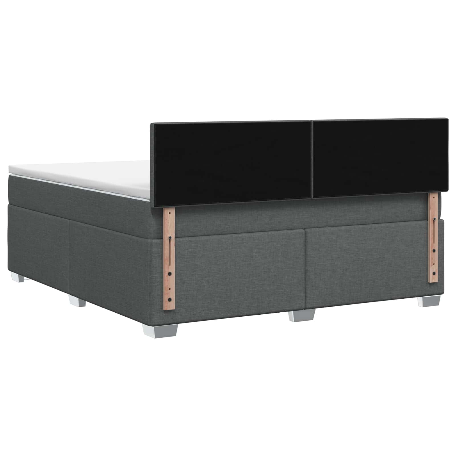 Box Spring Bed with Mattress and LED Dark Grey Queen Size AU