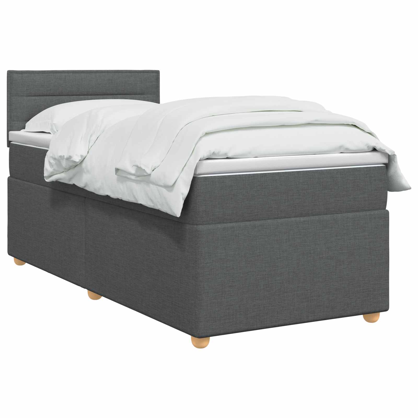 Box Spring Bed with Mattress and LED Dark Grey 107 x 203 cm