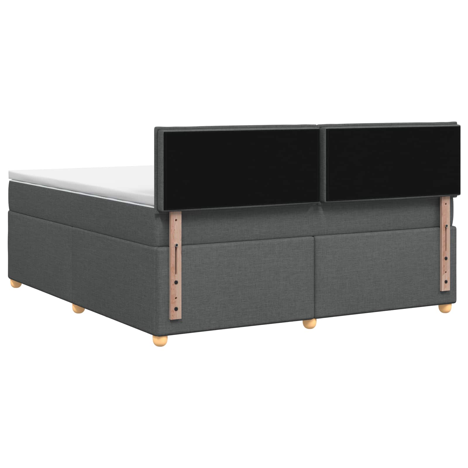 Box Spring Bed with Mattress and LED Dark Grey 153 x 203 cm