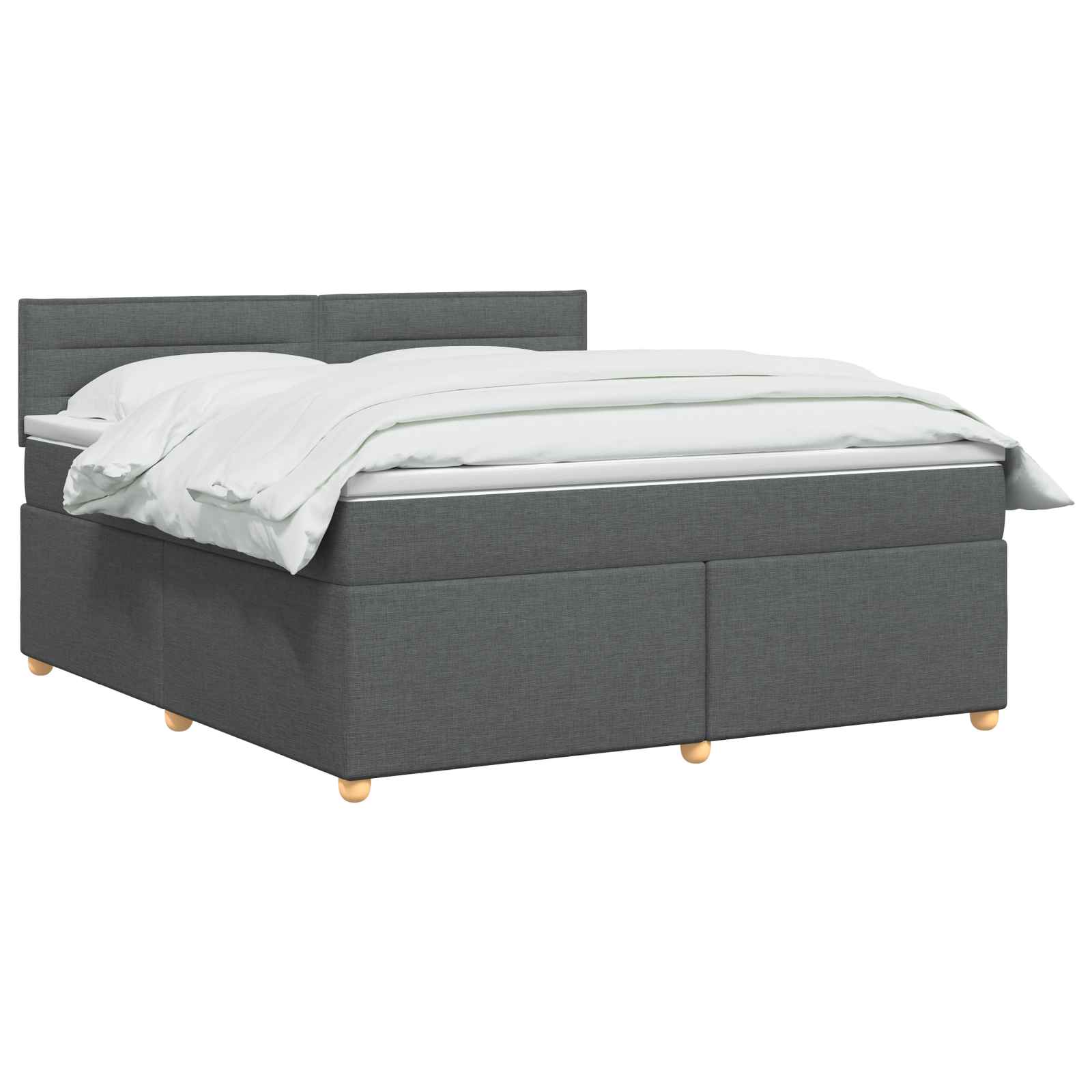 Box Spring Bed with Mattress and LED Dark Grey 153 x 203 cm