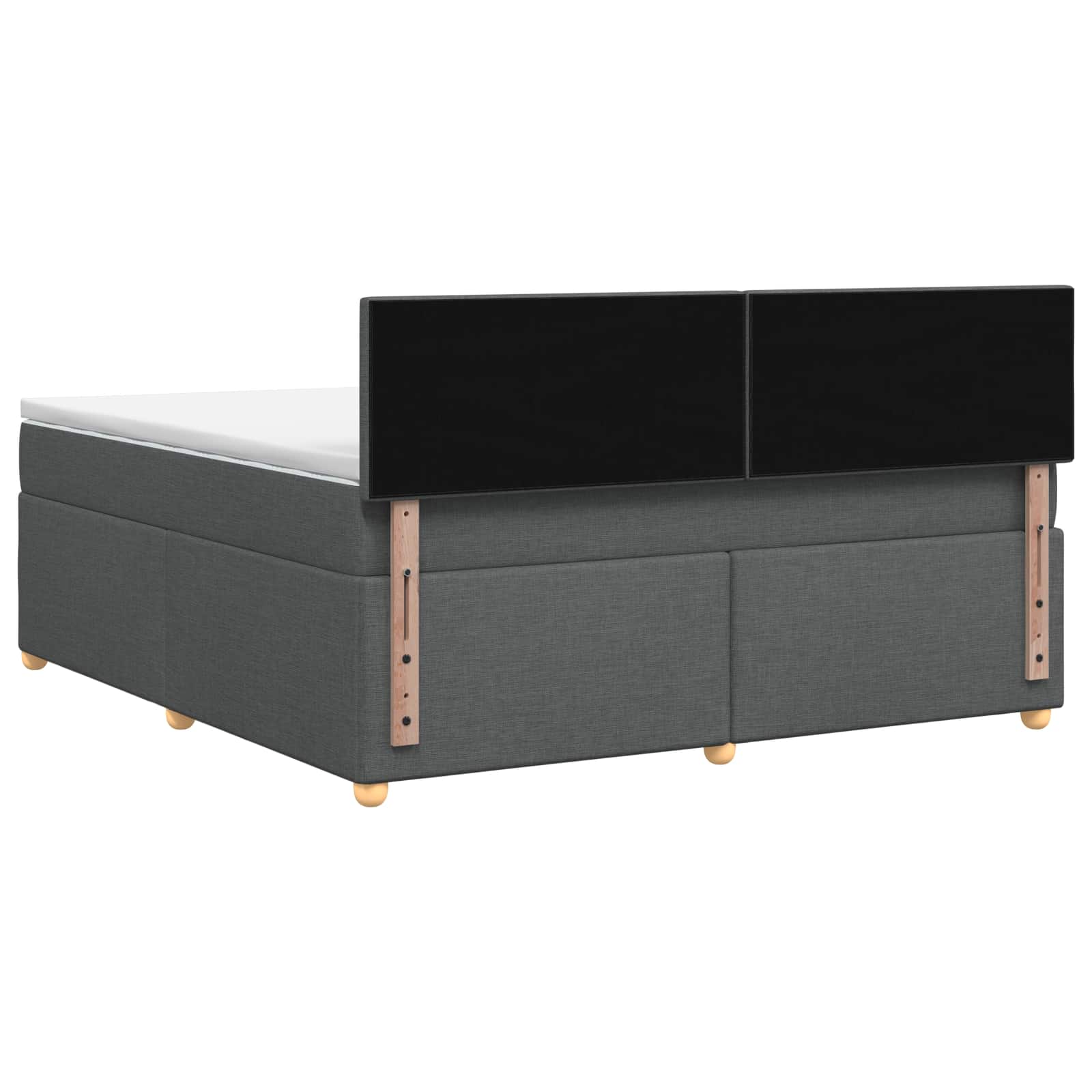 Box Spring Bed with Mattress and LED Dark Grey 153 x 203 cm
