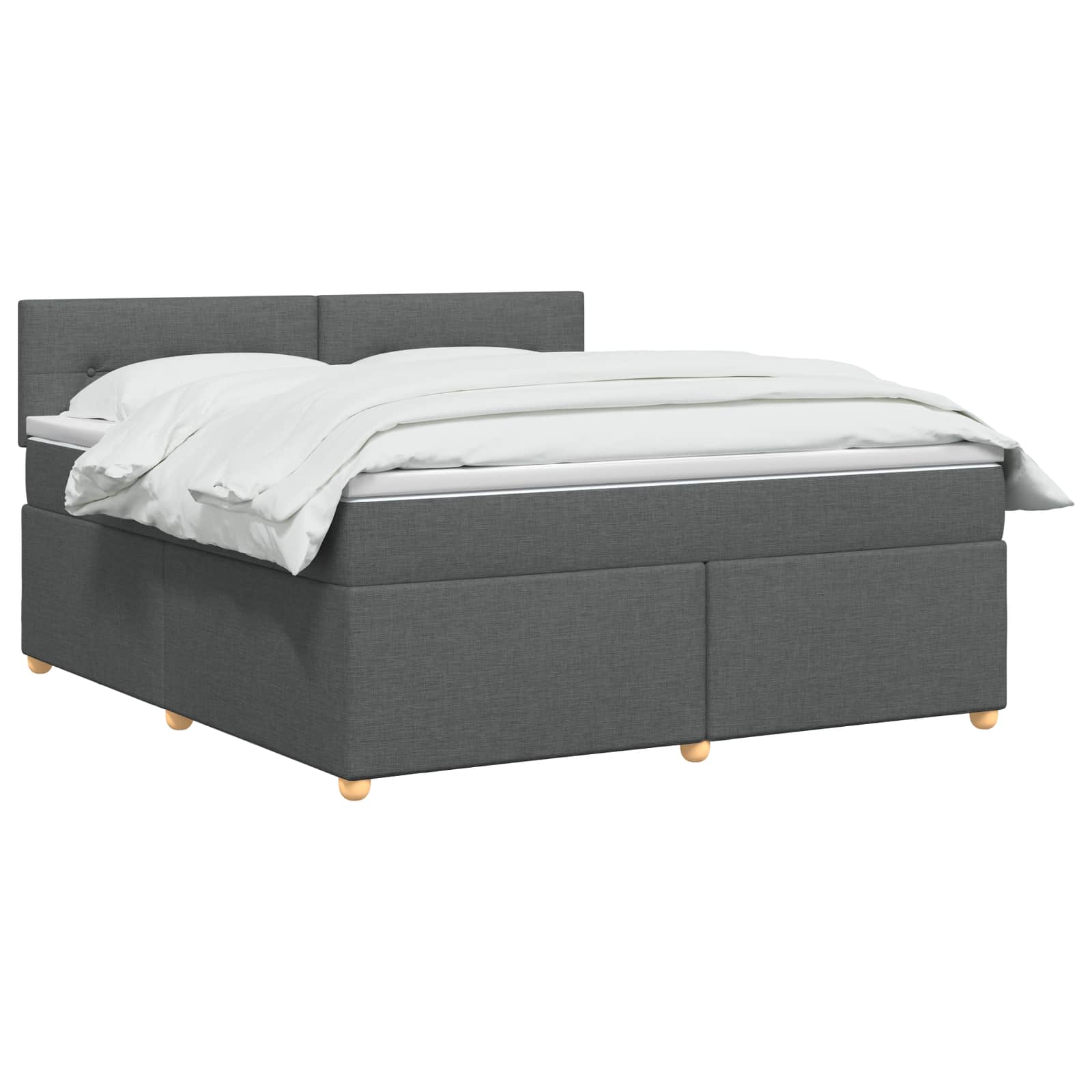 Box Spring Bed with Mattress and LED Dark Grey 153 x 203 cm