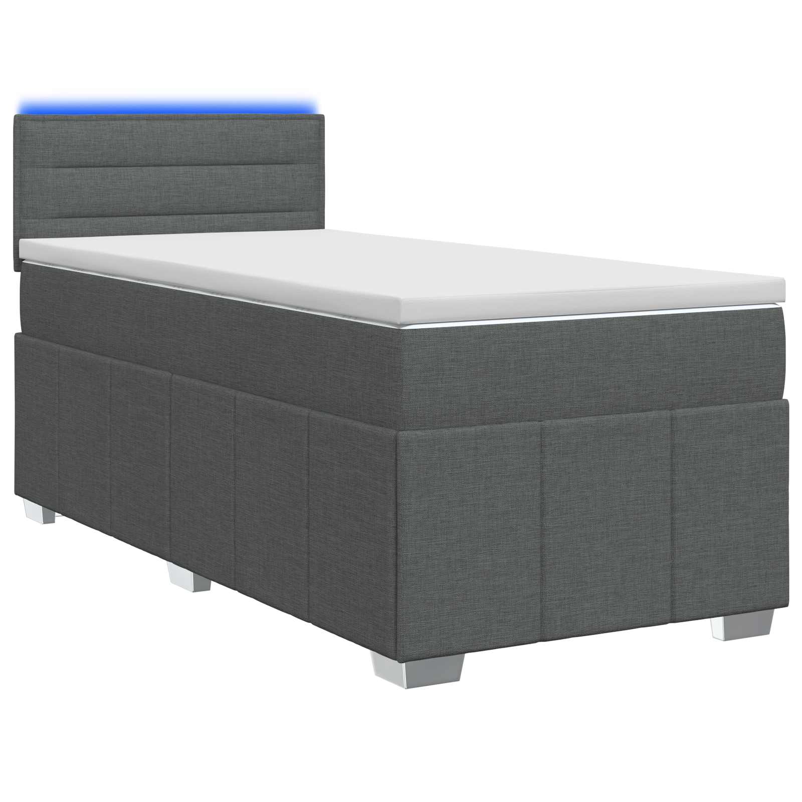 Box Spring Bed with Mattress and LED Dark Grey 107 x 203 cm