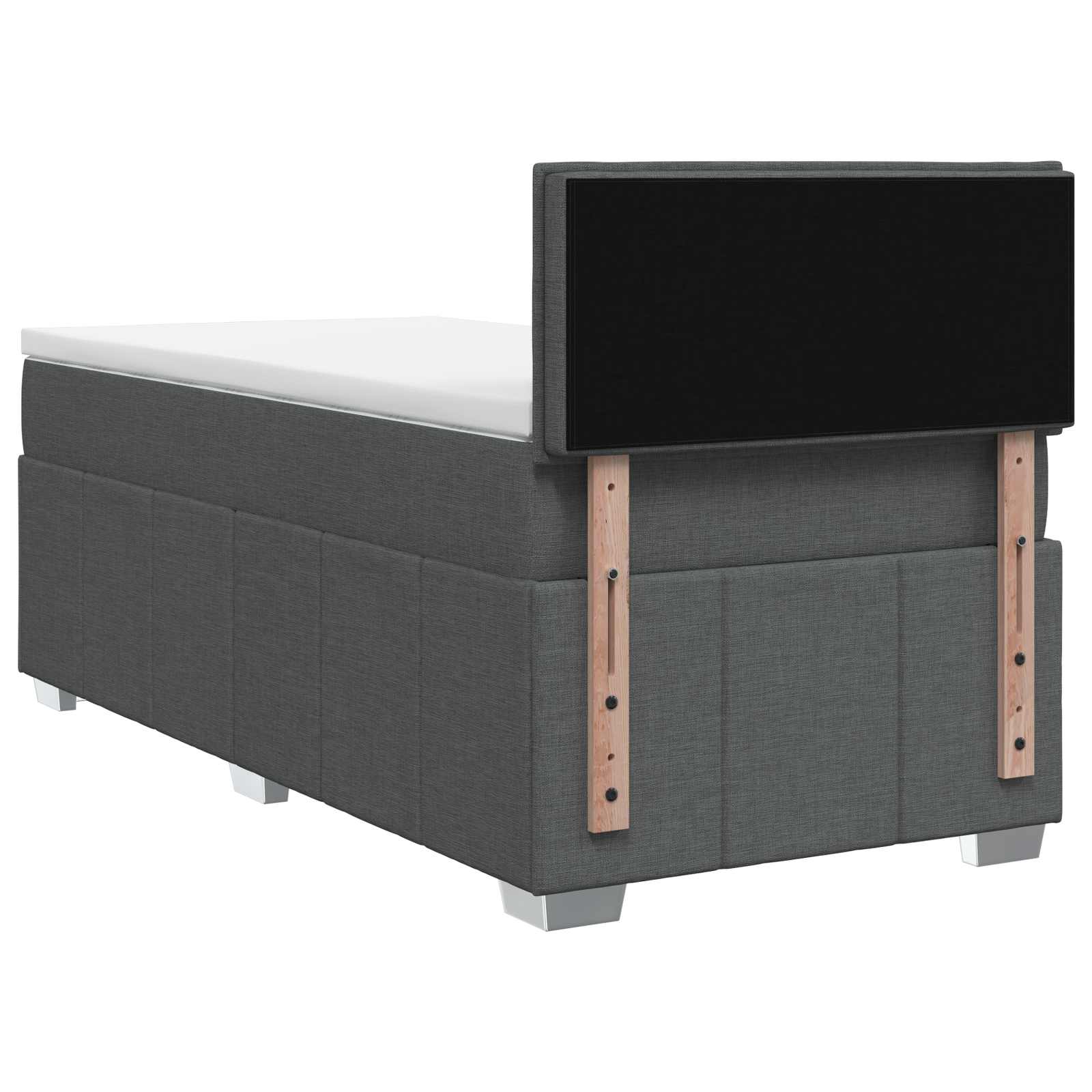 Box Spring Bed with Mattress and LED Dark Grey 107 x 203 cm