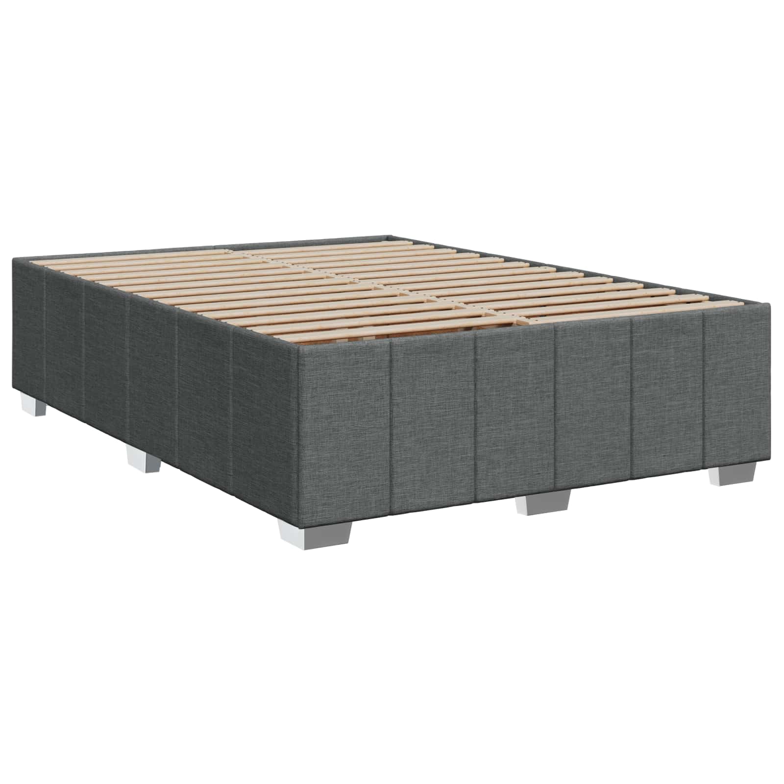 Box Spring Bed with Mattress and LED Dark Grey 153 x 203 cm