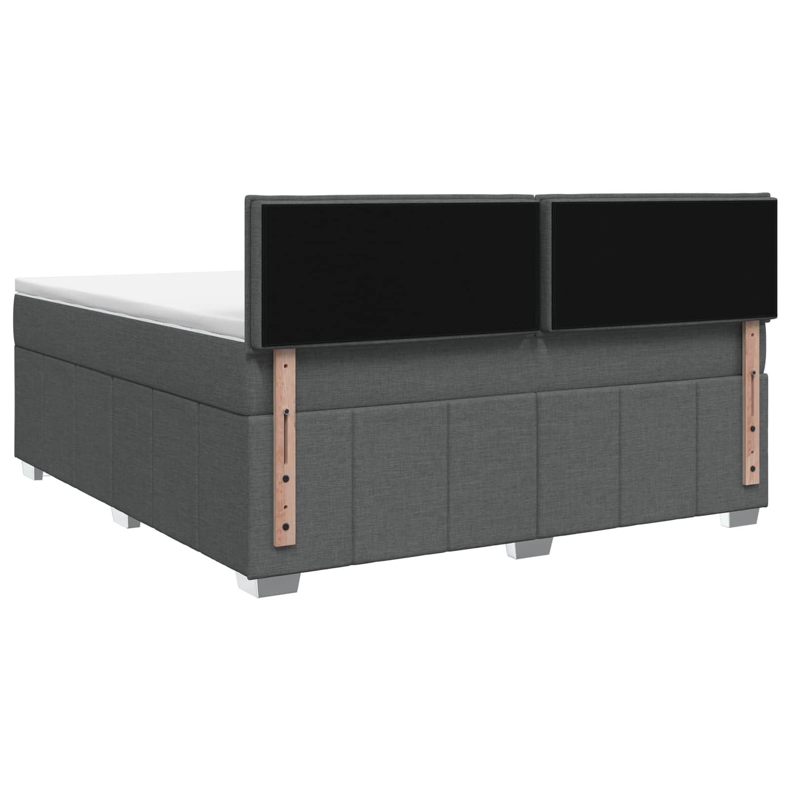Box Spring Bed with Mattress and LED Dark Grey 153 x 203 cm