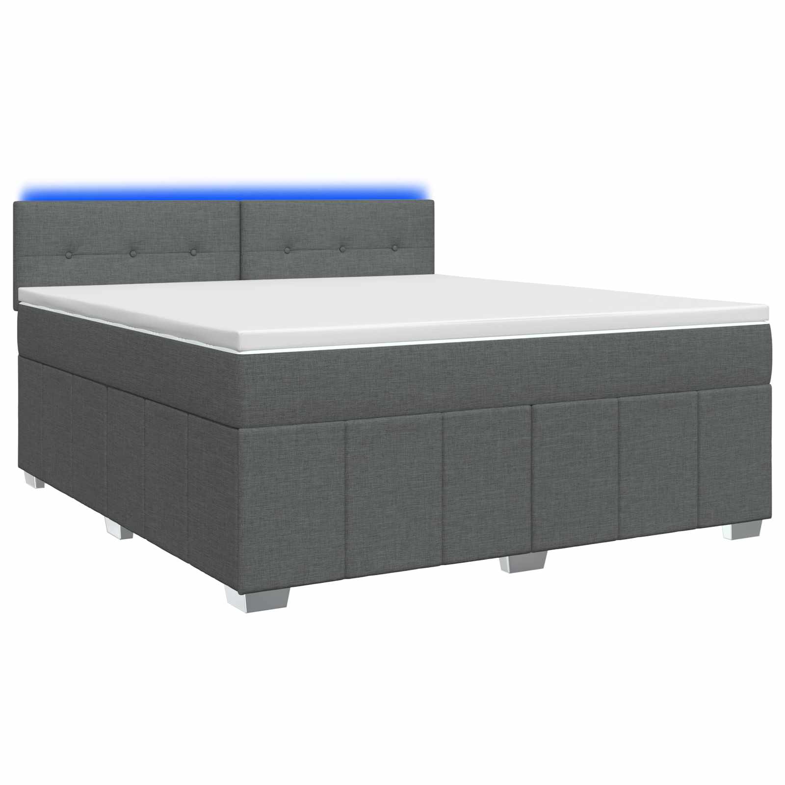 Box Spring Bed with Mattress and LED Dark Grey 153 x 203 cm