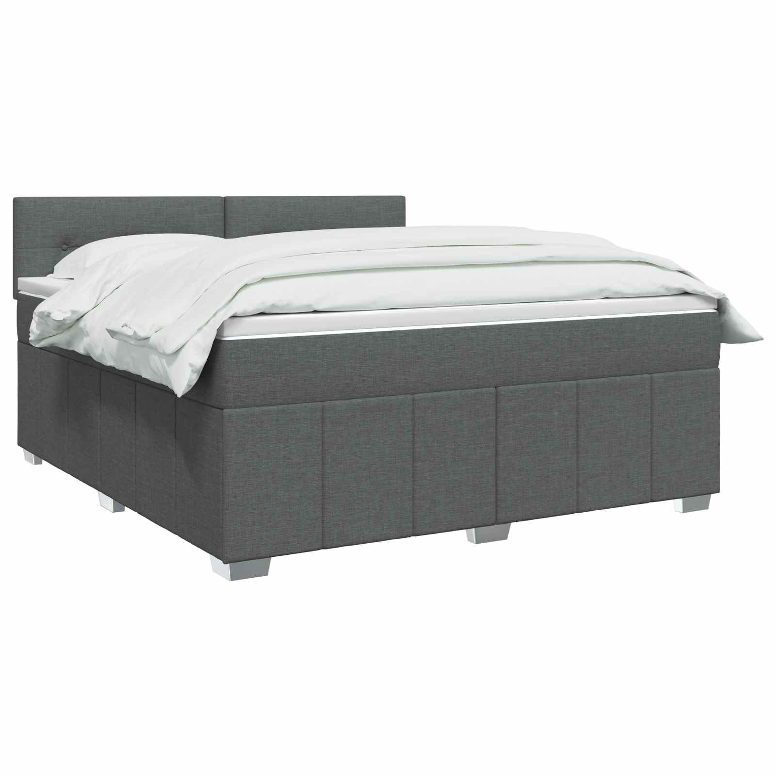 Box Spring Bed with Mattress and LED Dark Grey 153 x 203 cm