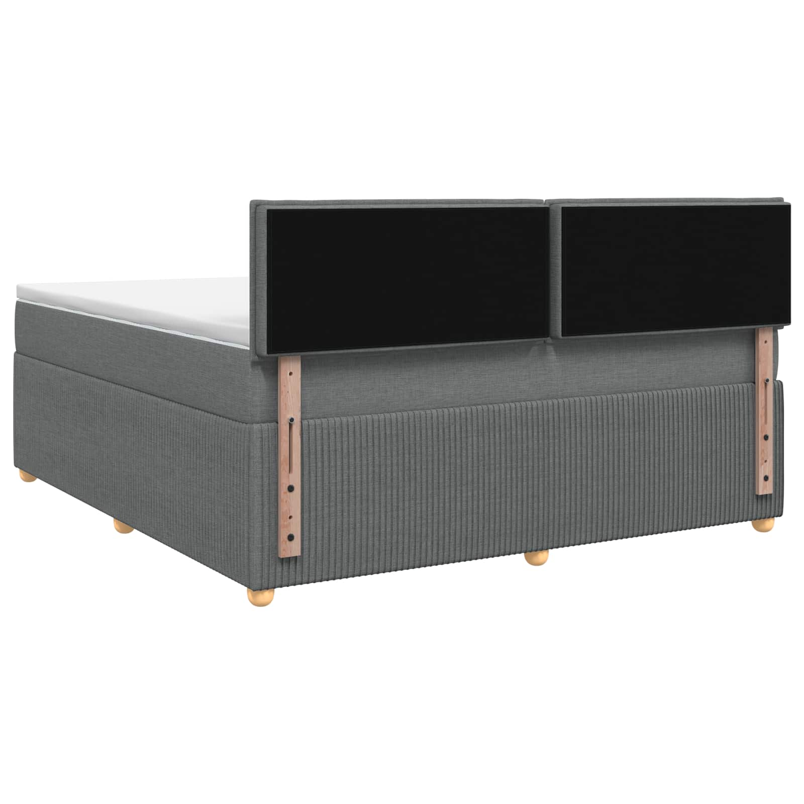 Box Spring Bed with Mattress and LED Dark Grey 153 x 203 cm