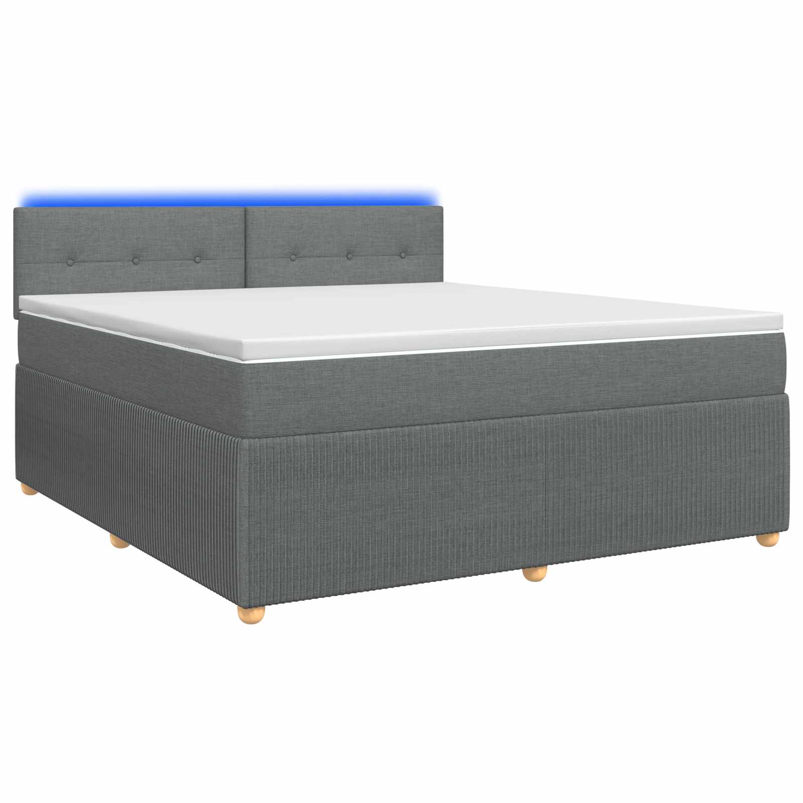 Box Spring Bed with Mattress and LED Dark Grey 153 x 203 cm