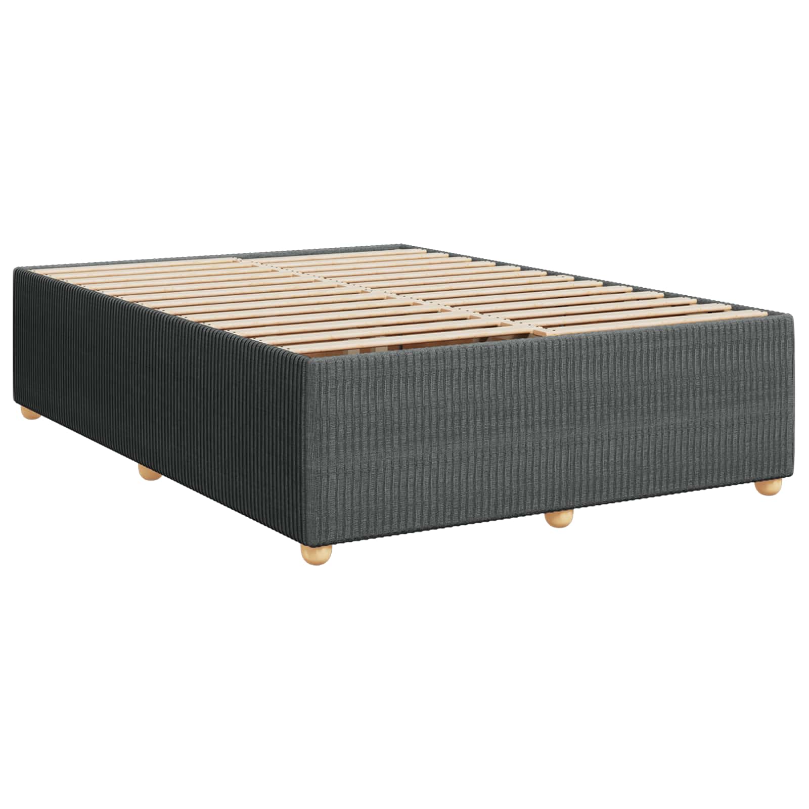 Box Spring Bed with Mattress and LED Dark Grey 153 x 203 cm