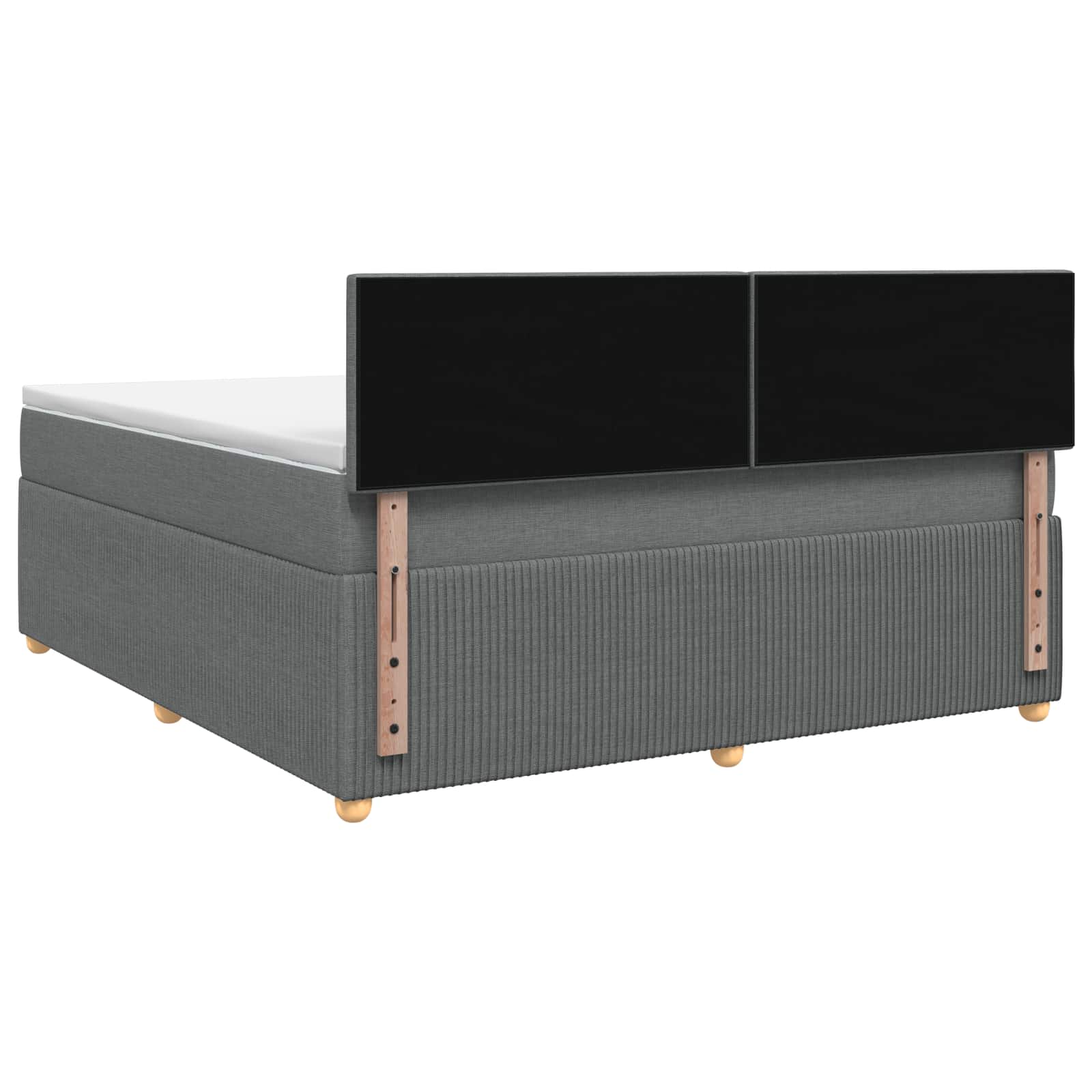 Box Spring Bed with Mattress and LED Dark Grey 153 x 203 cm