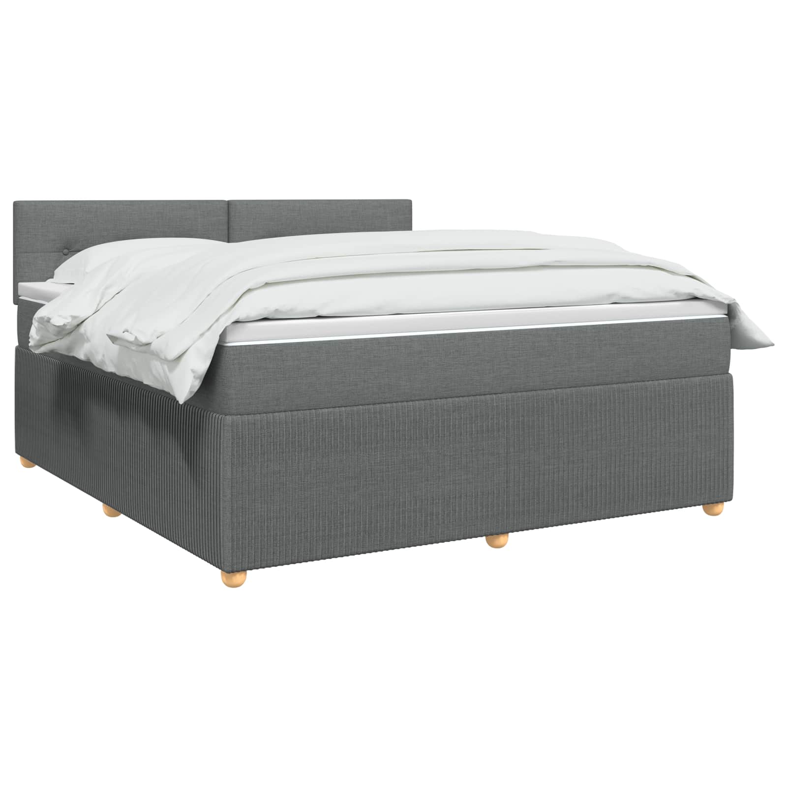Box Spring Bed with Mattress and LED Dark Grey 153 x 203 cm