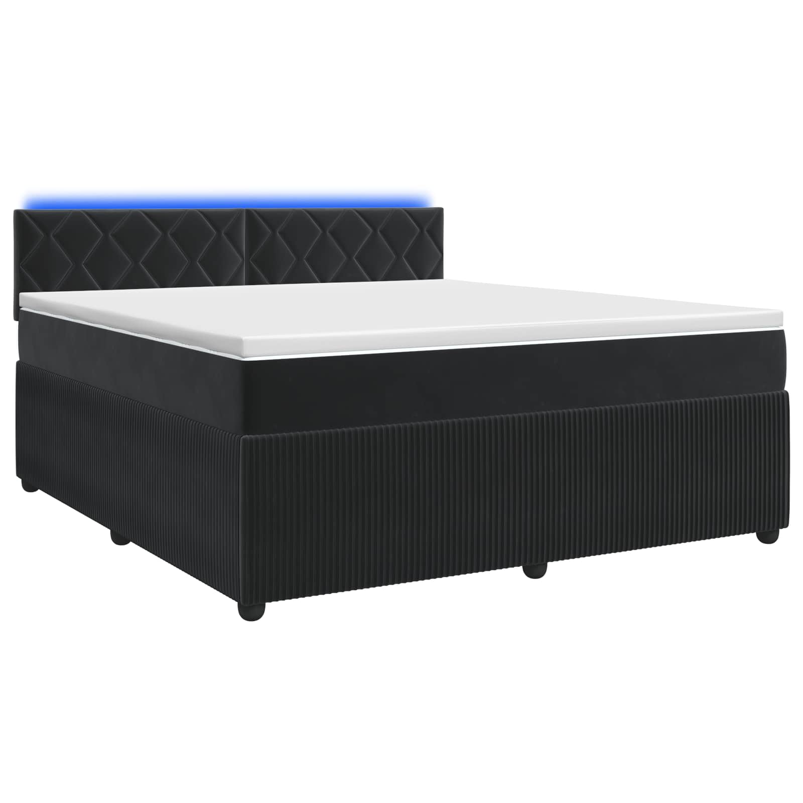 Box Spring Bed with Mattress and LED Black 140 x 190 cm Velvet