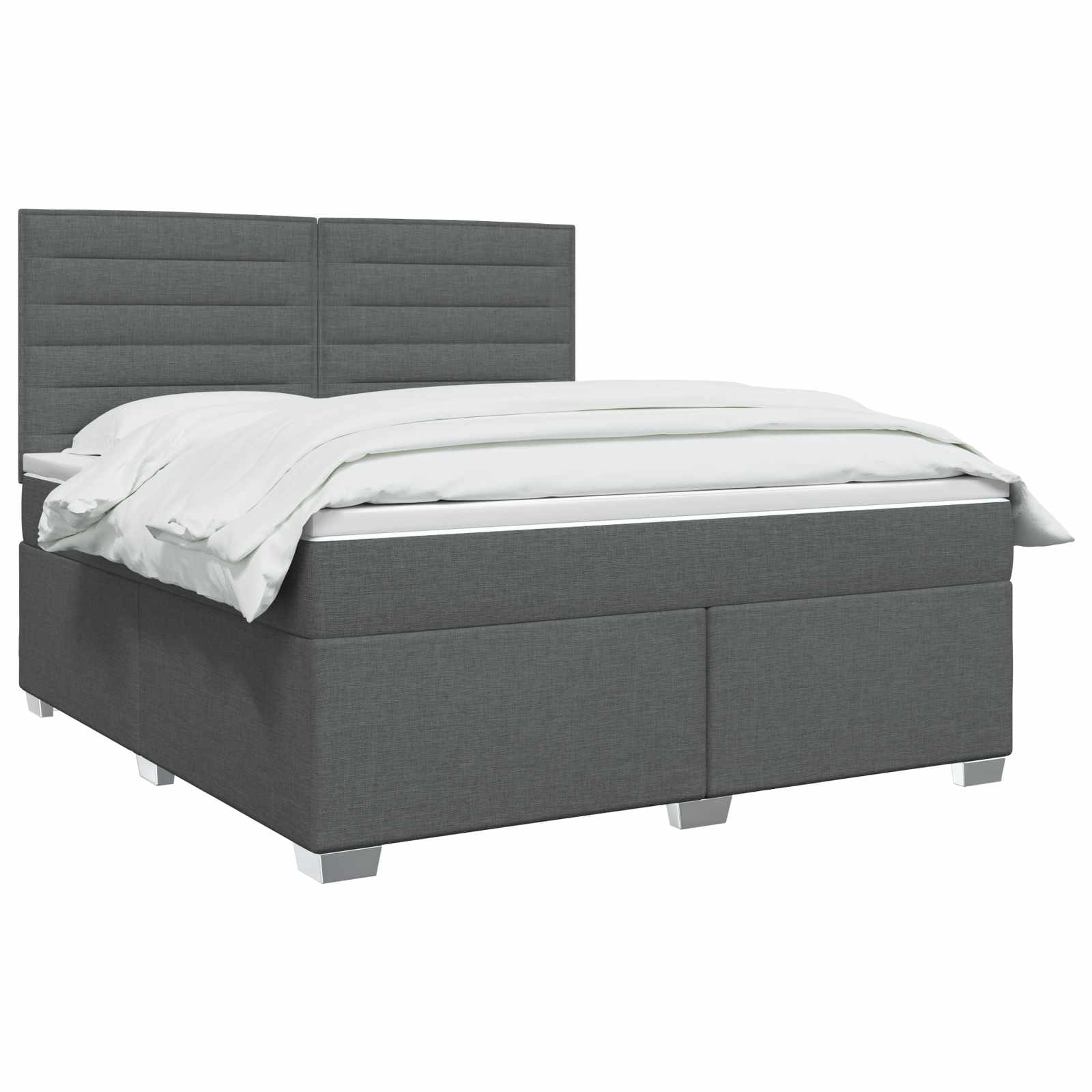 Box Spring Bed with Mattress Dark Grey Double Fabric