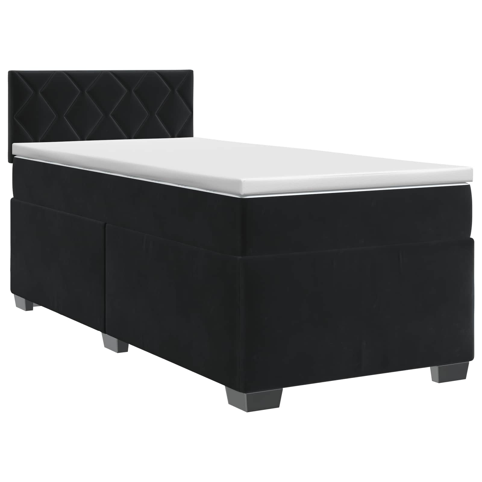 Box Spring Bed with Mattress Black 107 x 203 cm Velvet