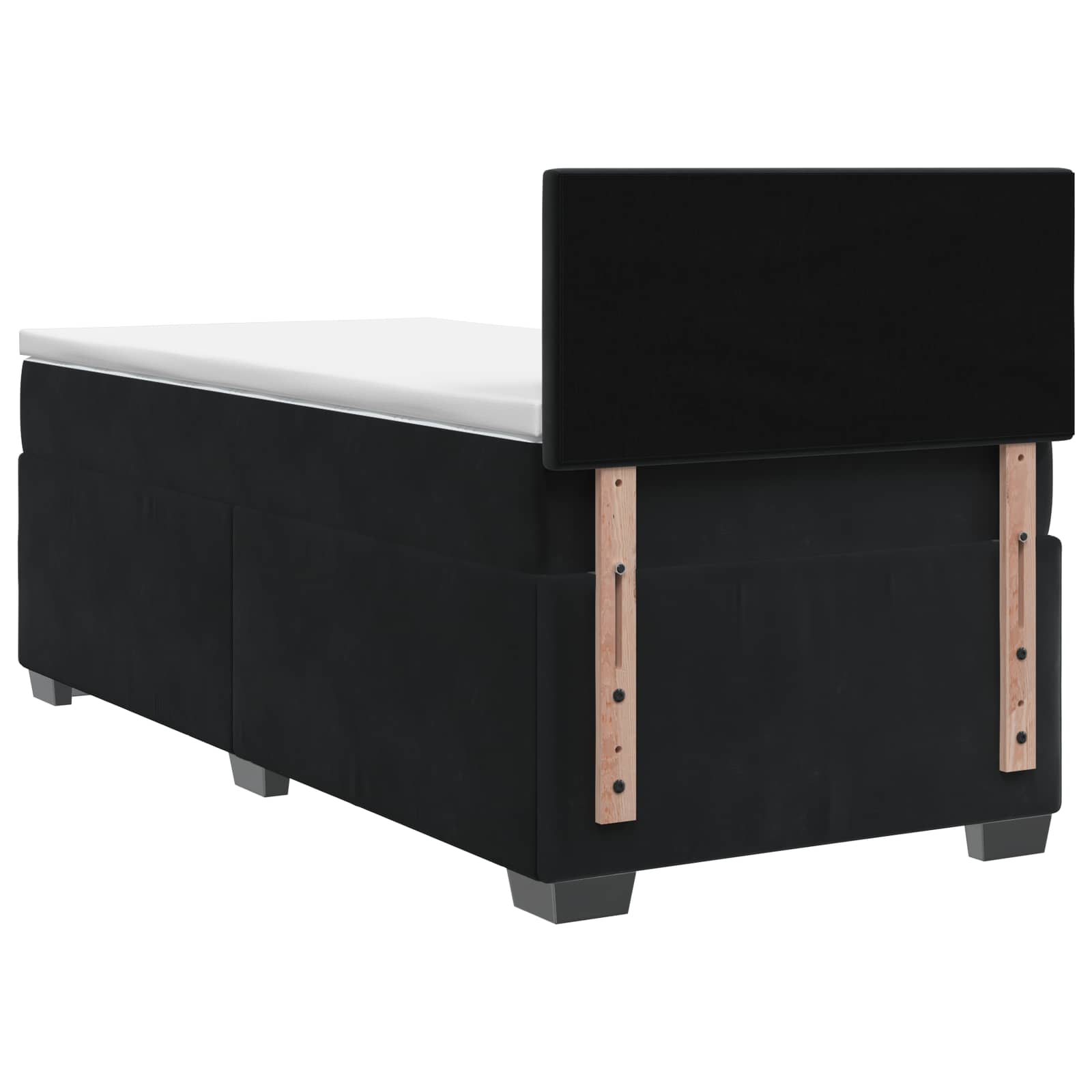 Box Spring Bed with Mattress Black 107 x 203 cm Velvet