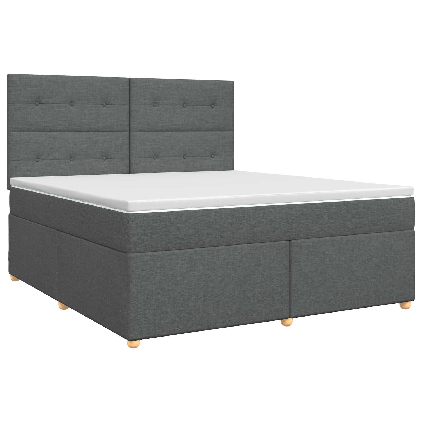 Box Spring Bed with Mattress Dark Grey Queen Fabric