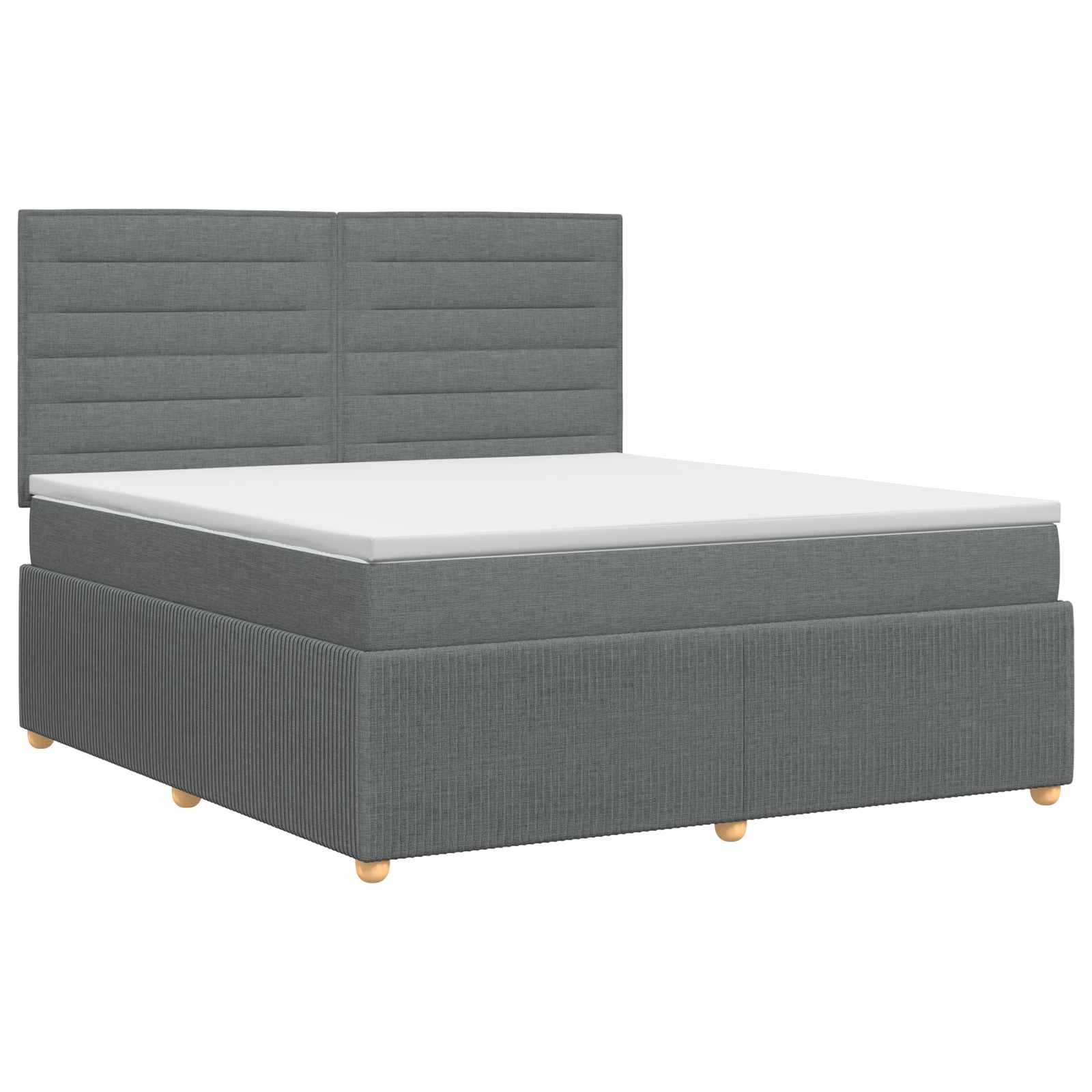 Box Spring Bed with Mattress Dark Grey Double Fabric