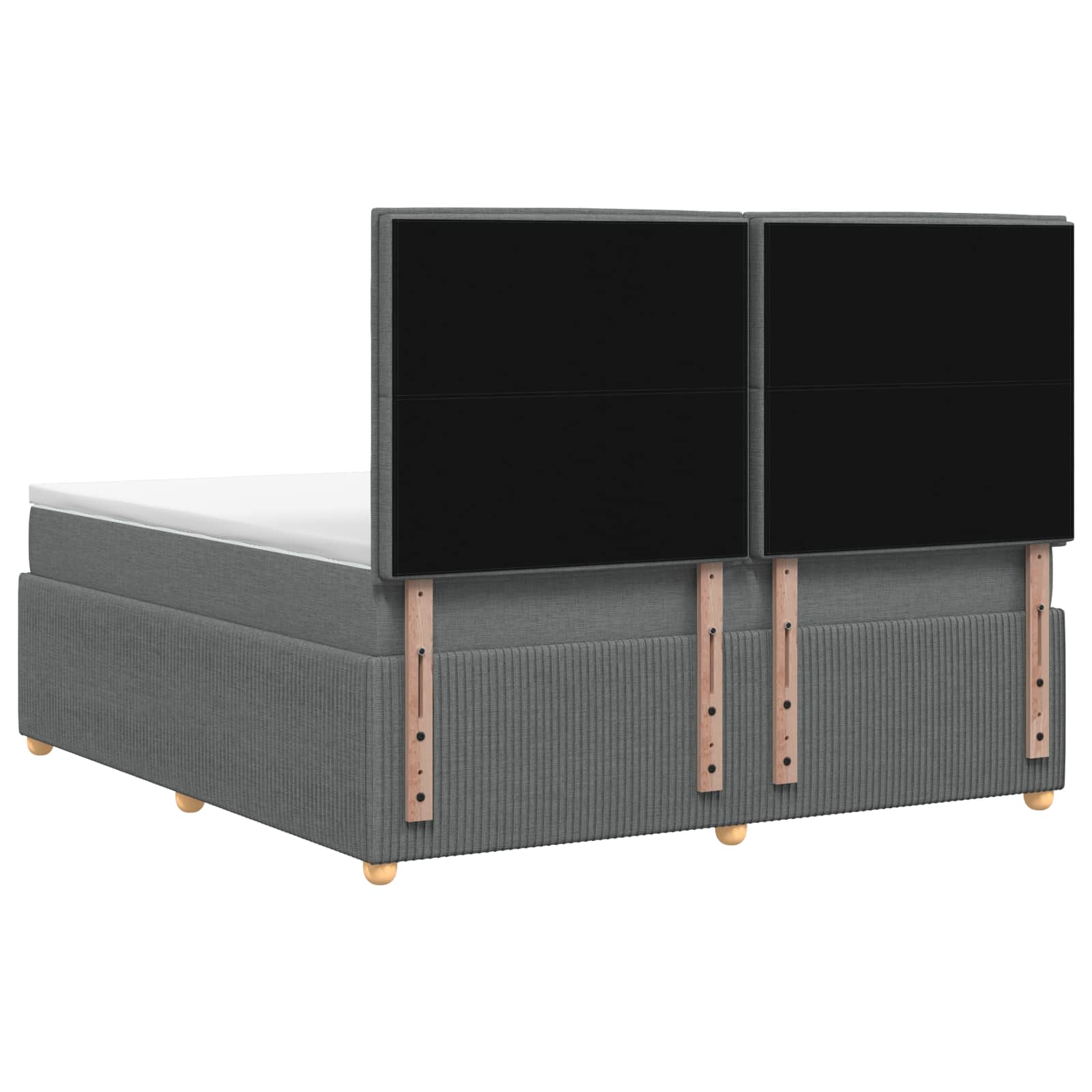 Box Spring Bed with Mattress Dark Grey Double Fabric