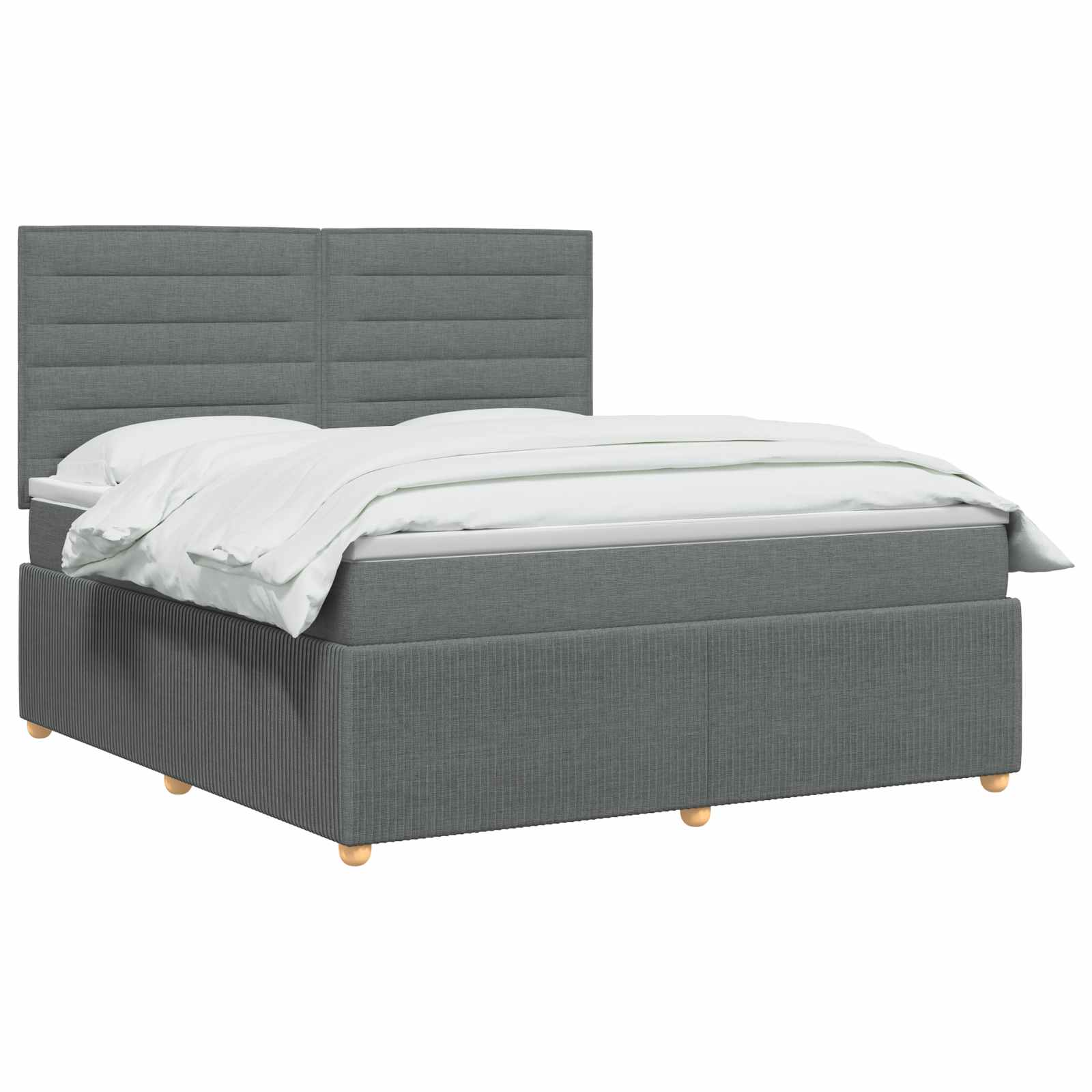 Box Spring Bed with Mattress Dark Grey Double Fabric