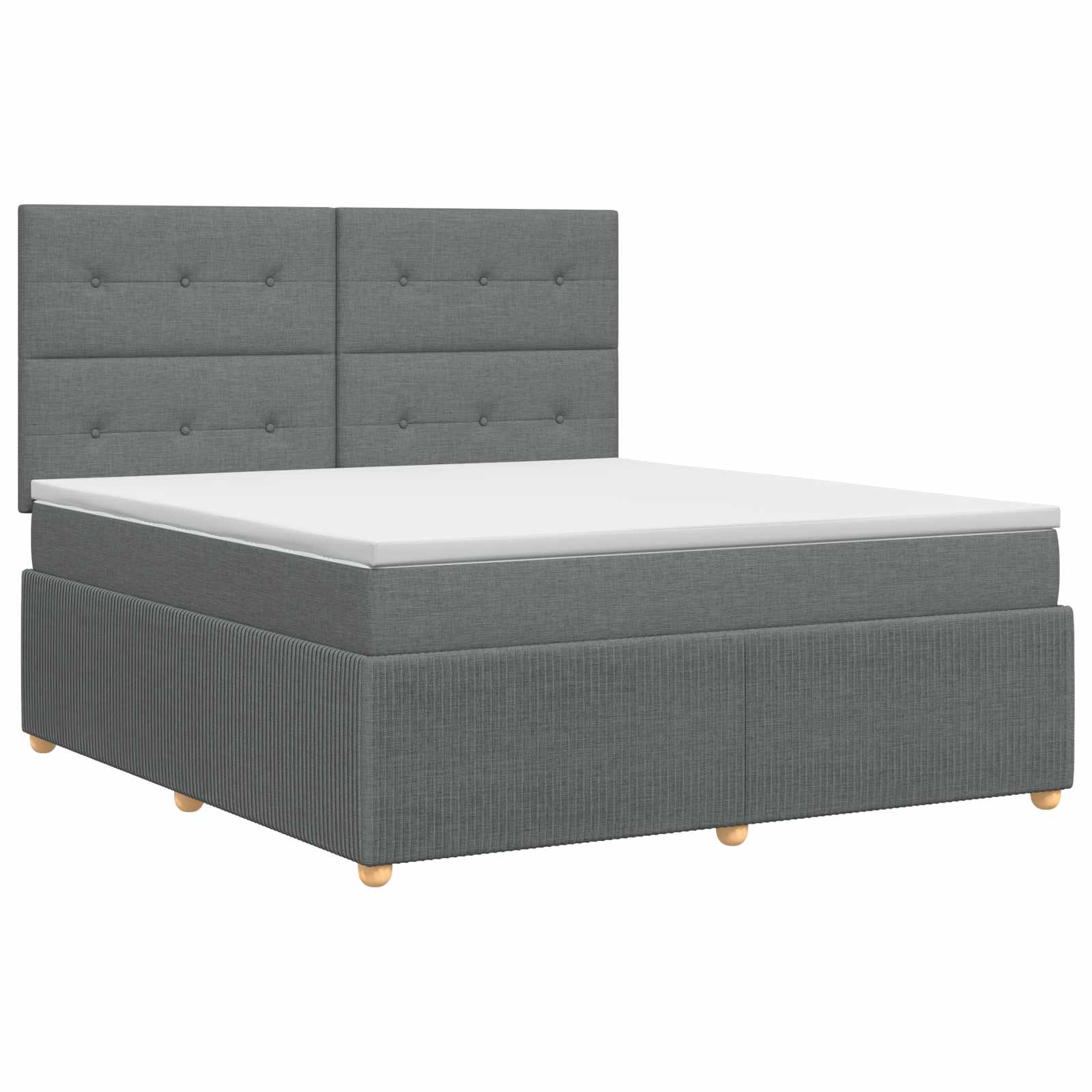 Box Spring Bed with Mattress Dark Grey Queen Fabric