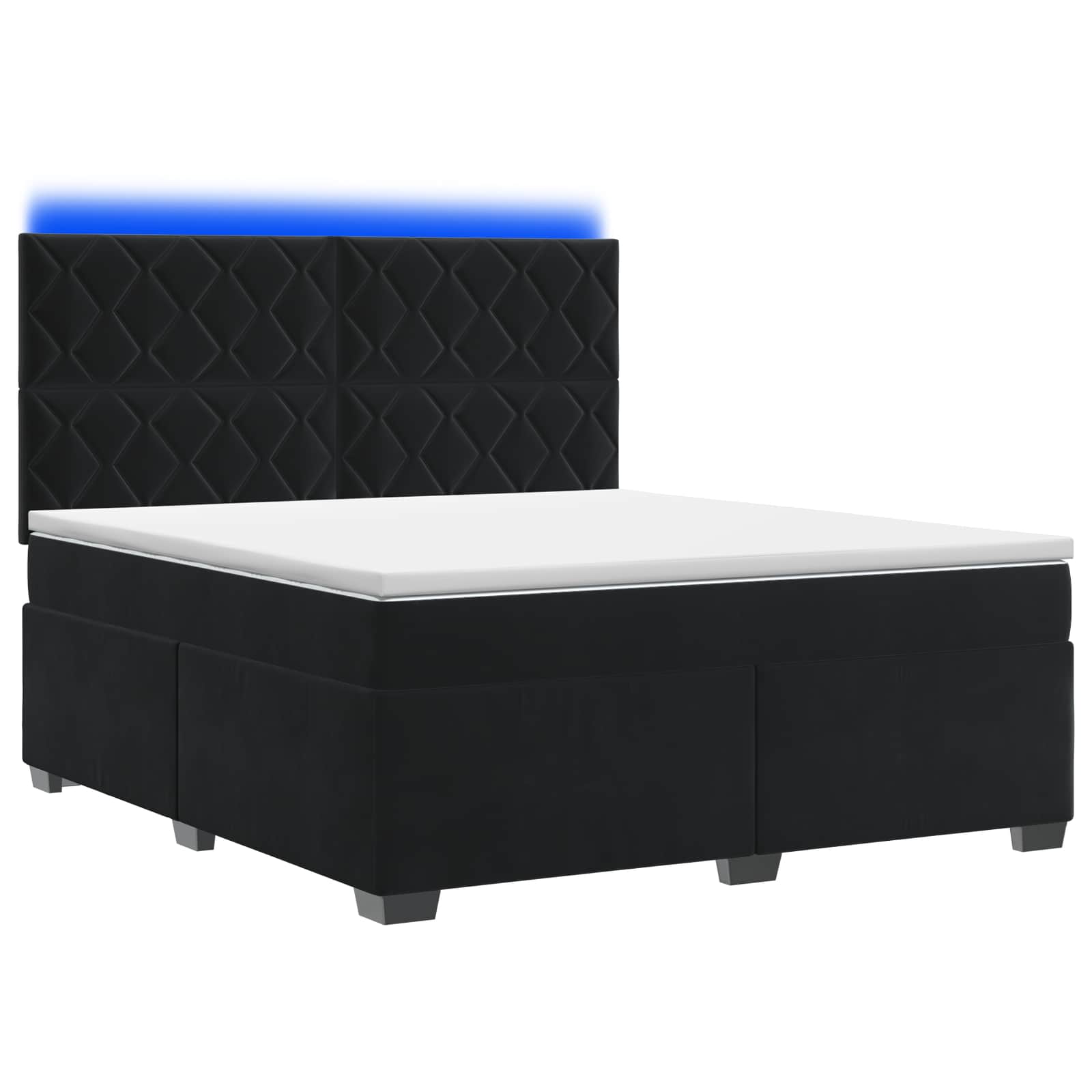 Box Spring Bed with Mattress and LED Black 137 x 190 cm Velvet