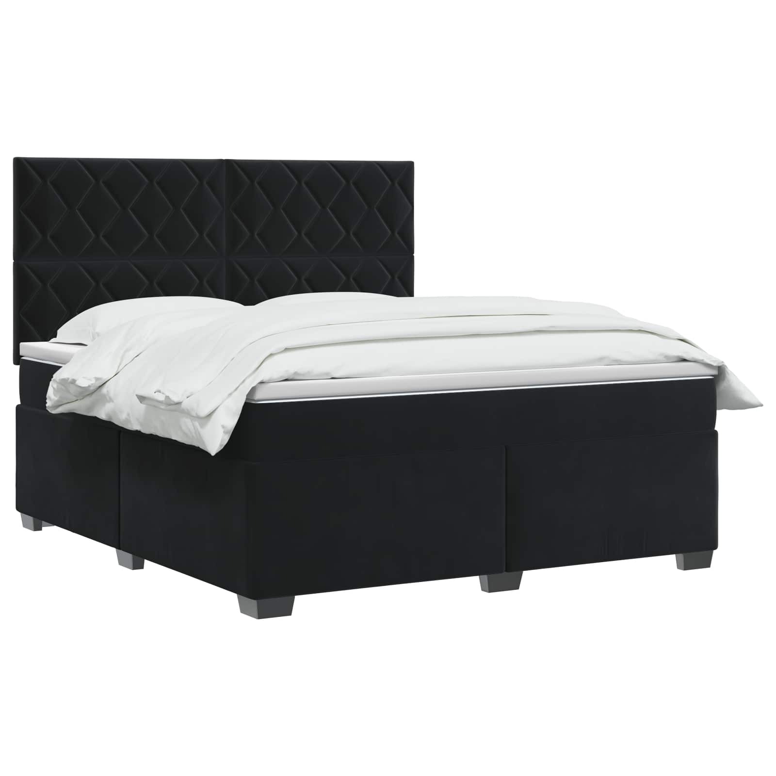 Box Spring Bed with Mattress and LED Black 137 x 190 cm Velvet