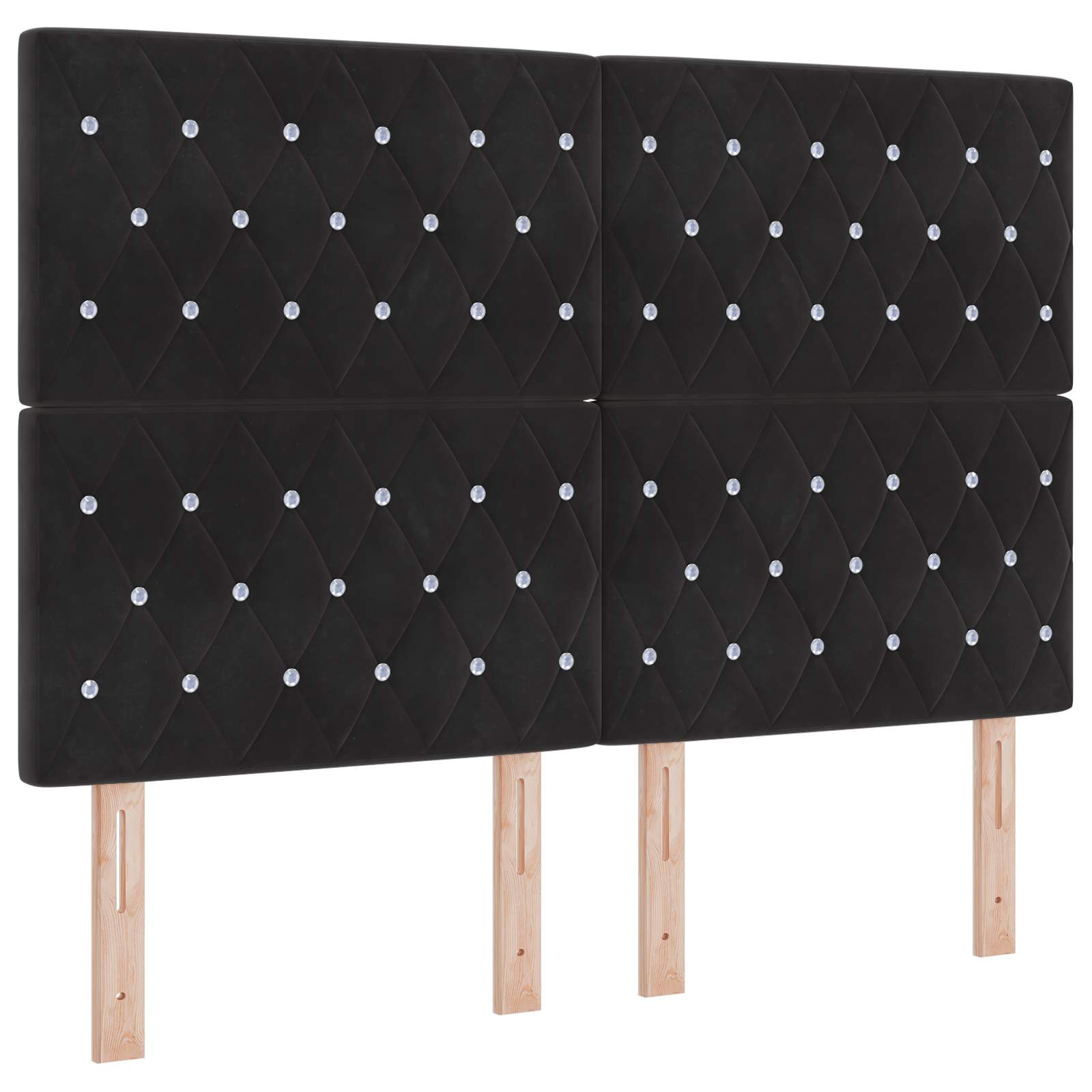 Box Spring Bed with Mattress and LED Black 153 x 203 cm Velvet