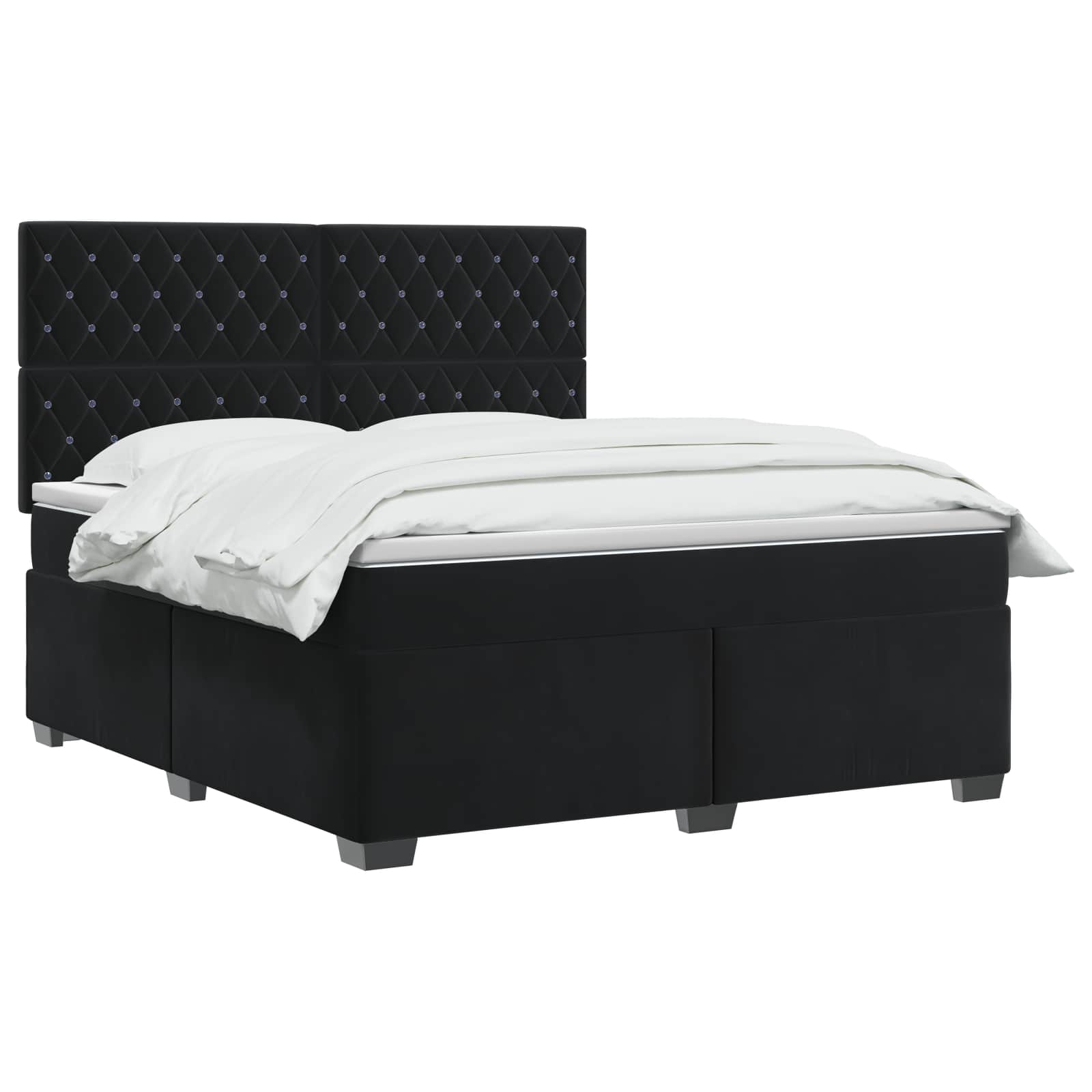 Box Spring Bed with Mattress and LED Black 153 x 203 cm Velvet