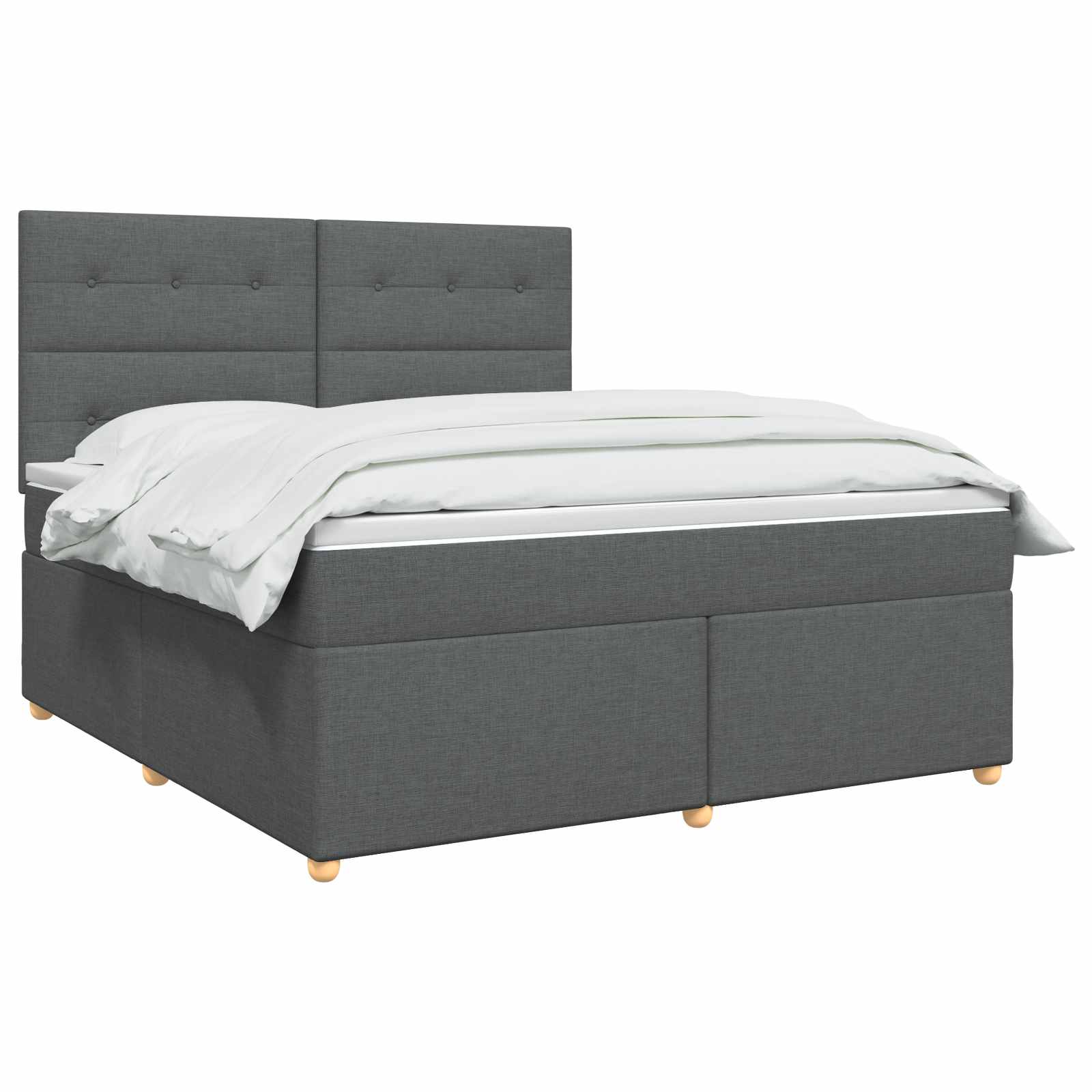 LED Box Spring Bed with Mattress Dark Grey 160 x 200 cm Fabric
