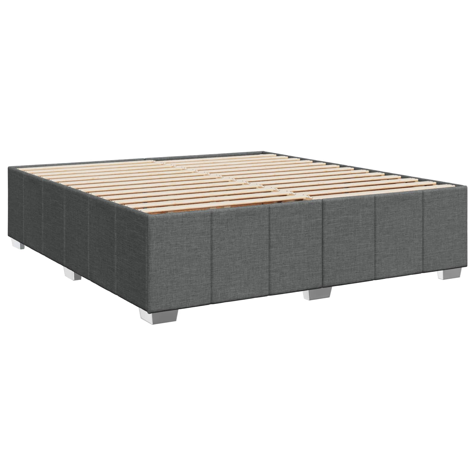 LED Box Spring Bed with Mattress Dark Grey 160 x 200 cm Fabric