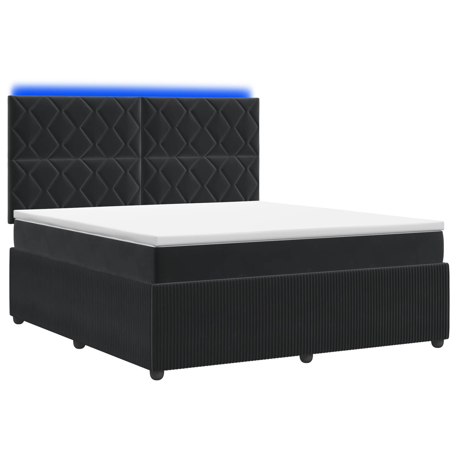 LED Box Spring Bed with Mattress Black 140 x 190 cm Velvet