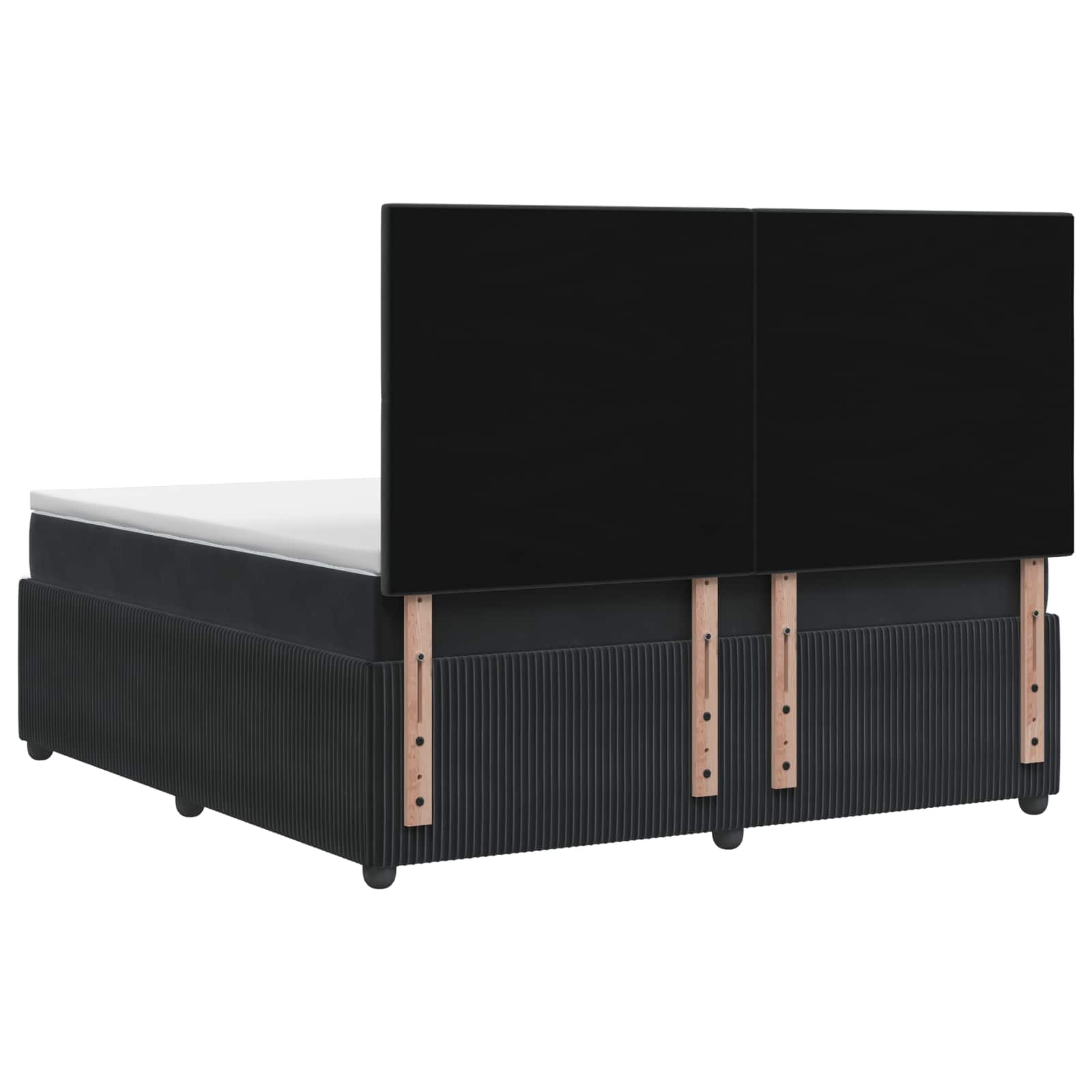 LED Box Spring Bed with Mattress Black 140 x 190 cm Velvet