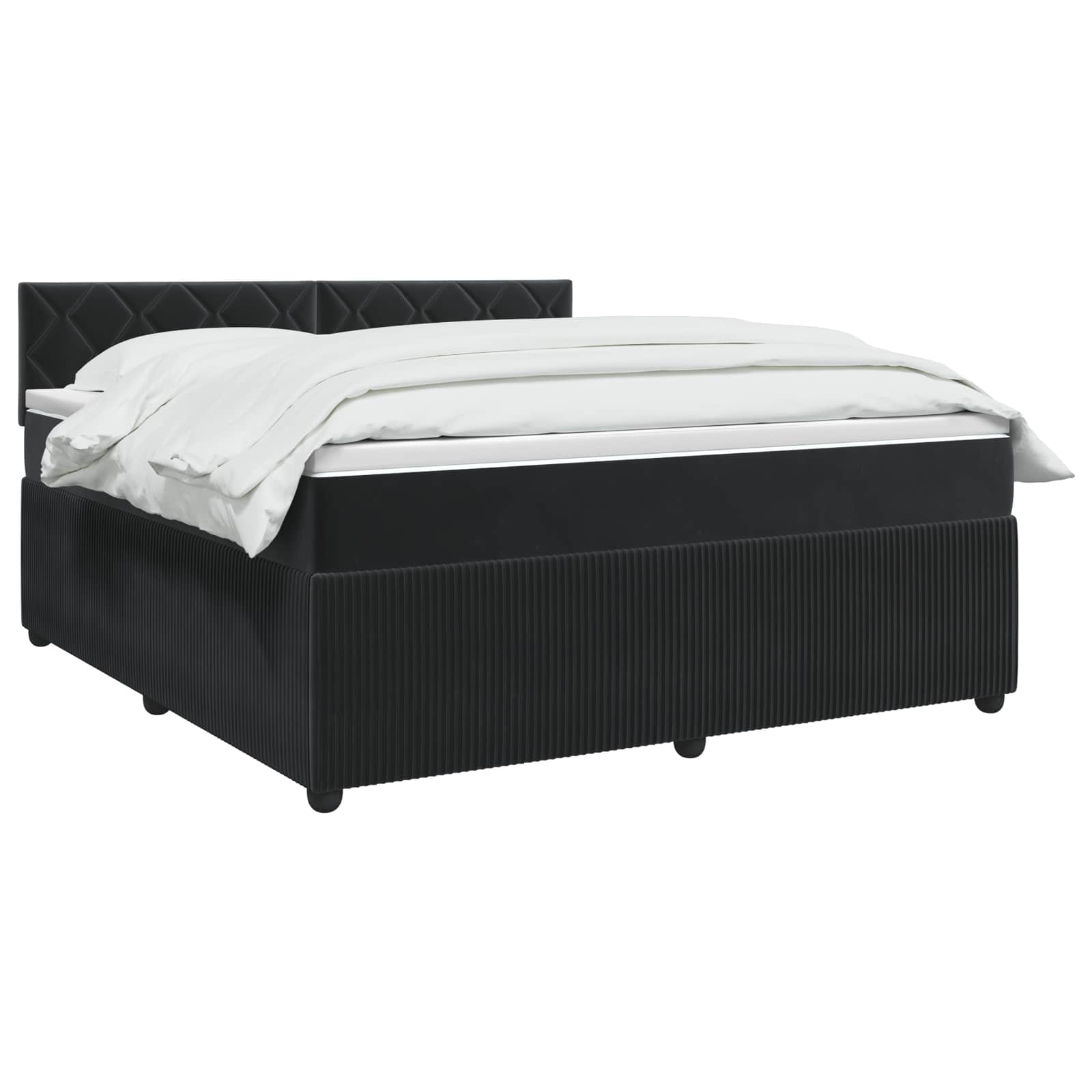 LED Box Spring Bed with Mattress Black 140 x 190 cm Velvet